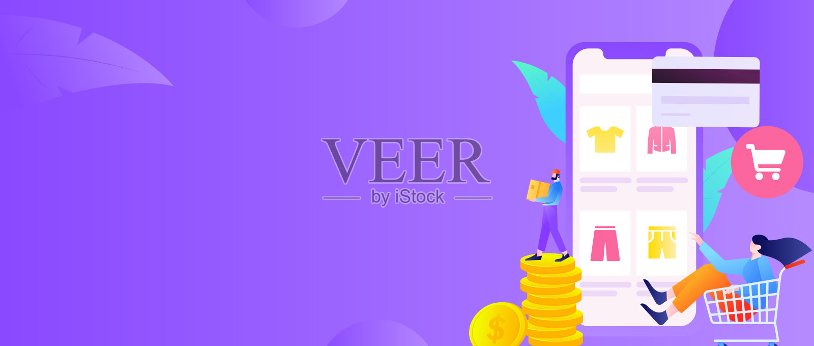 平面矢量插图的业务人员操作的工作场景插画图片素材