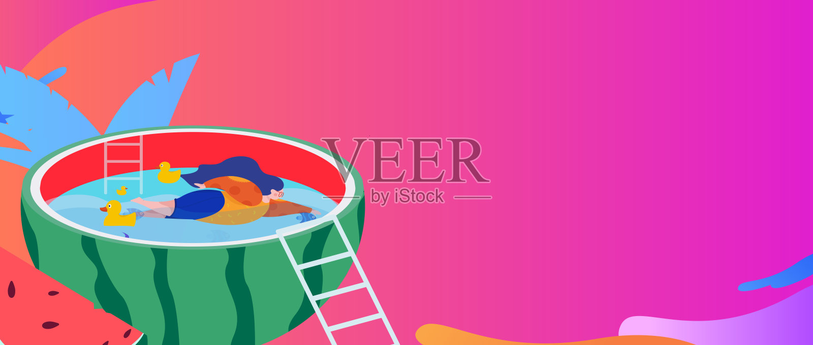 平面矢量插图的业务人员操作的工作场景插画图片素材