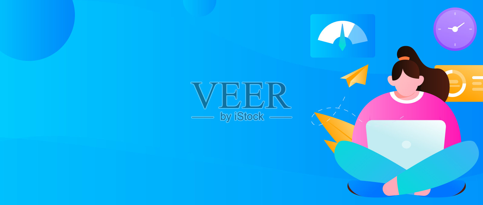 平面矢量插图的业务人员操作的工作场景插画图片素材