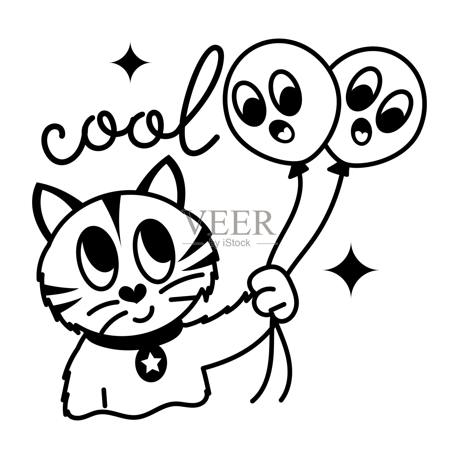 猫的气球插画图片素材