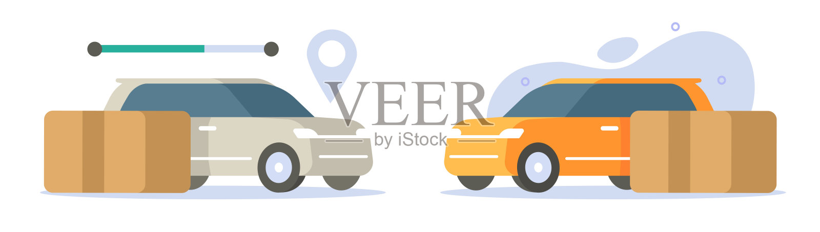 投递包裹包裹汽车服务由当地出租车汽车图标矢量平面卡通图形插图，小货物货运运输接送司机形象现代设计剪贴画插画图片素材