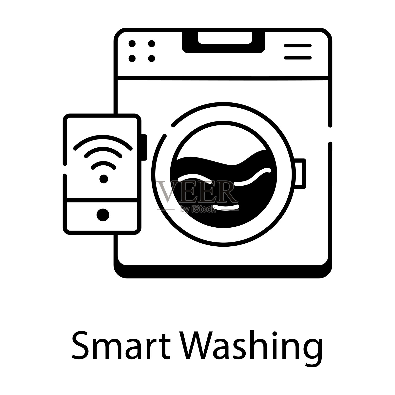 描绘物联网解决方案的线性图标插画图片素材