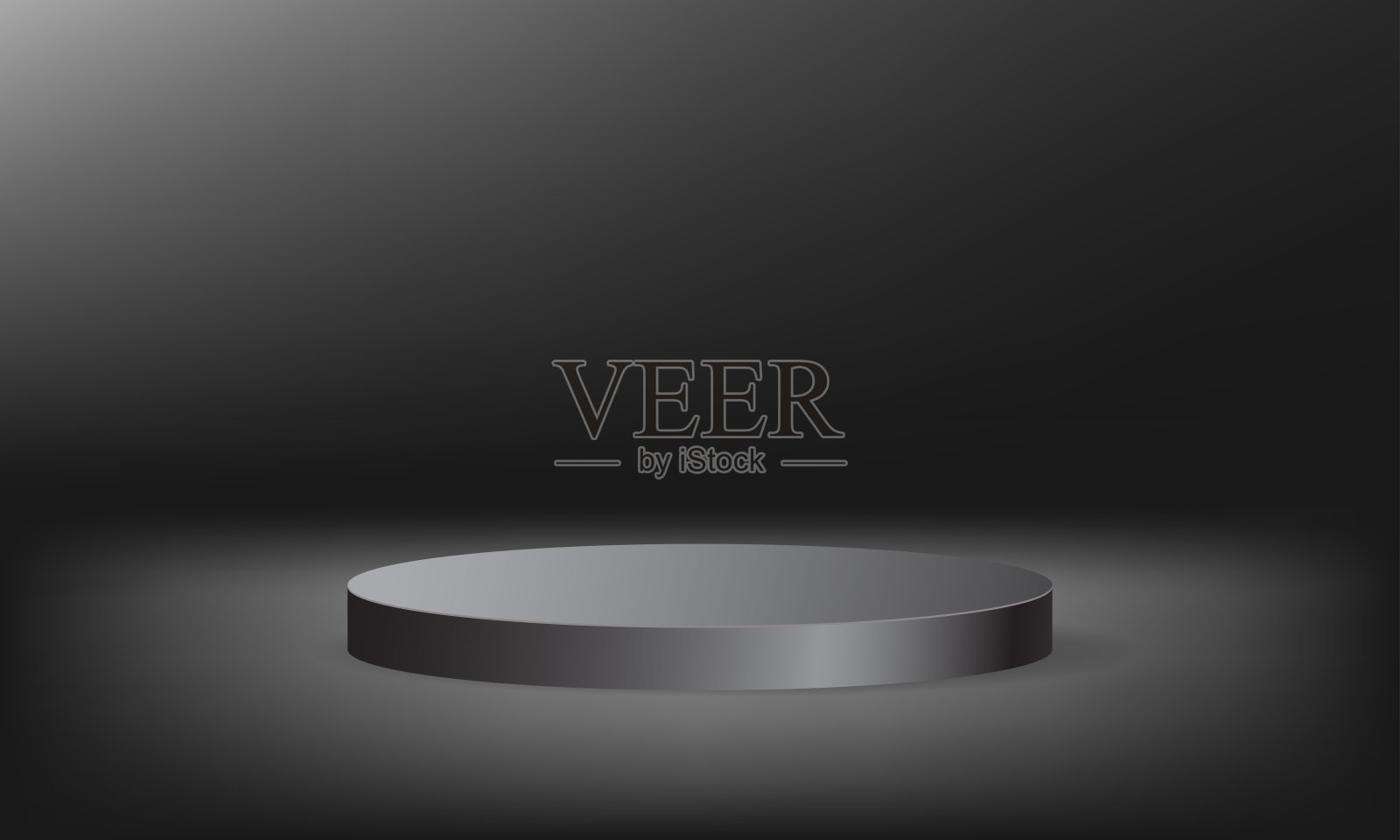 基座插图。黑色，灰色圆柱基座。插画图片素材