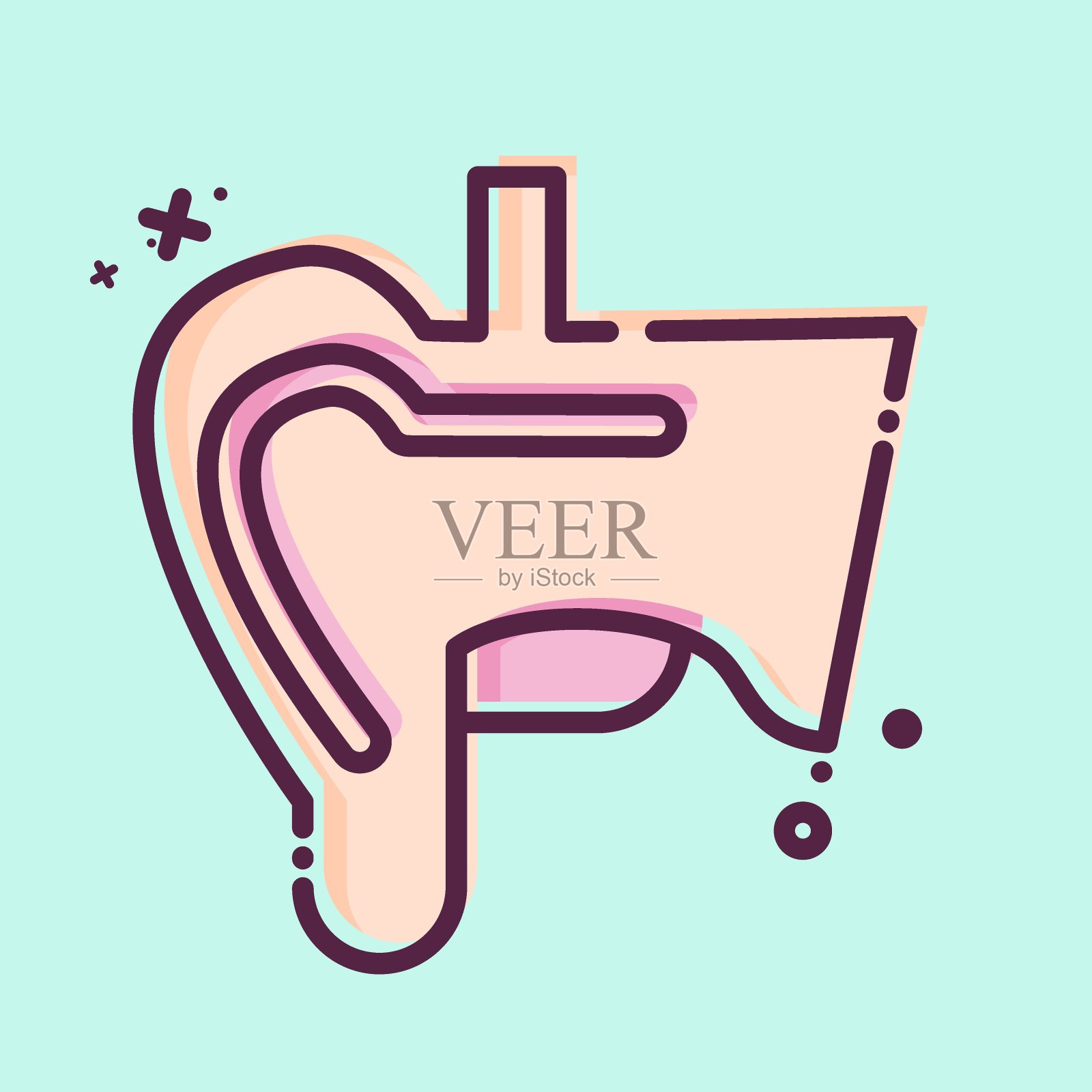 图标的耳朵。与人体器官有关的符号。MBE风格。简单的设计可编辑。简单的说明插画图片素材