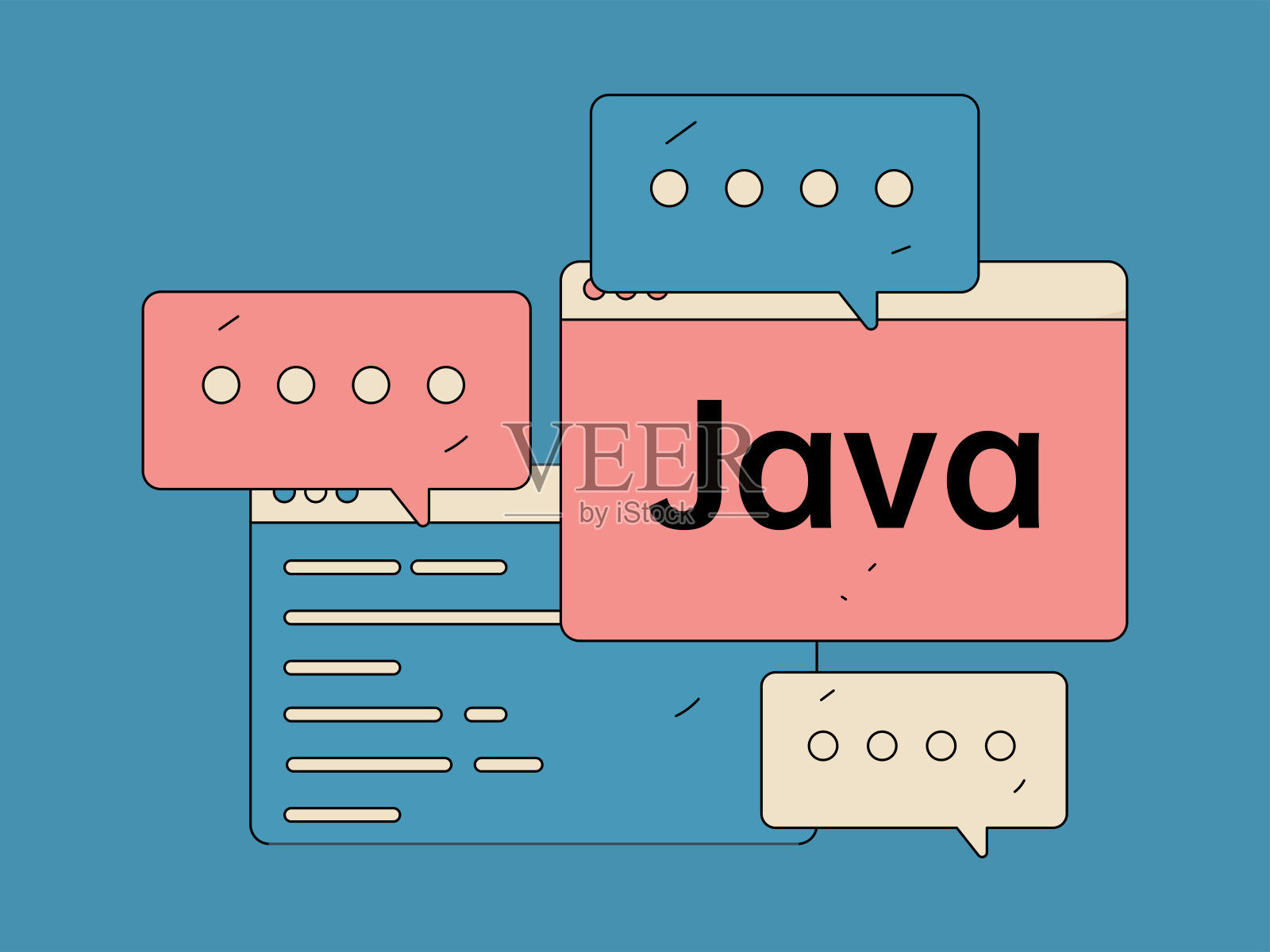 编程教学开发平面字符矢量概念操作手绘插图插画图片素材