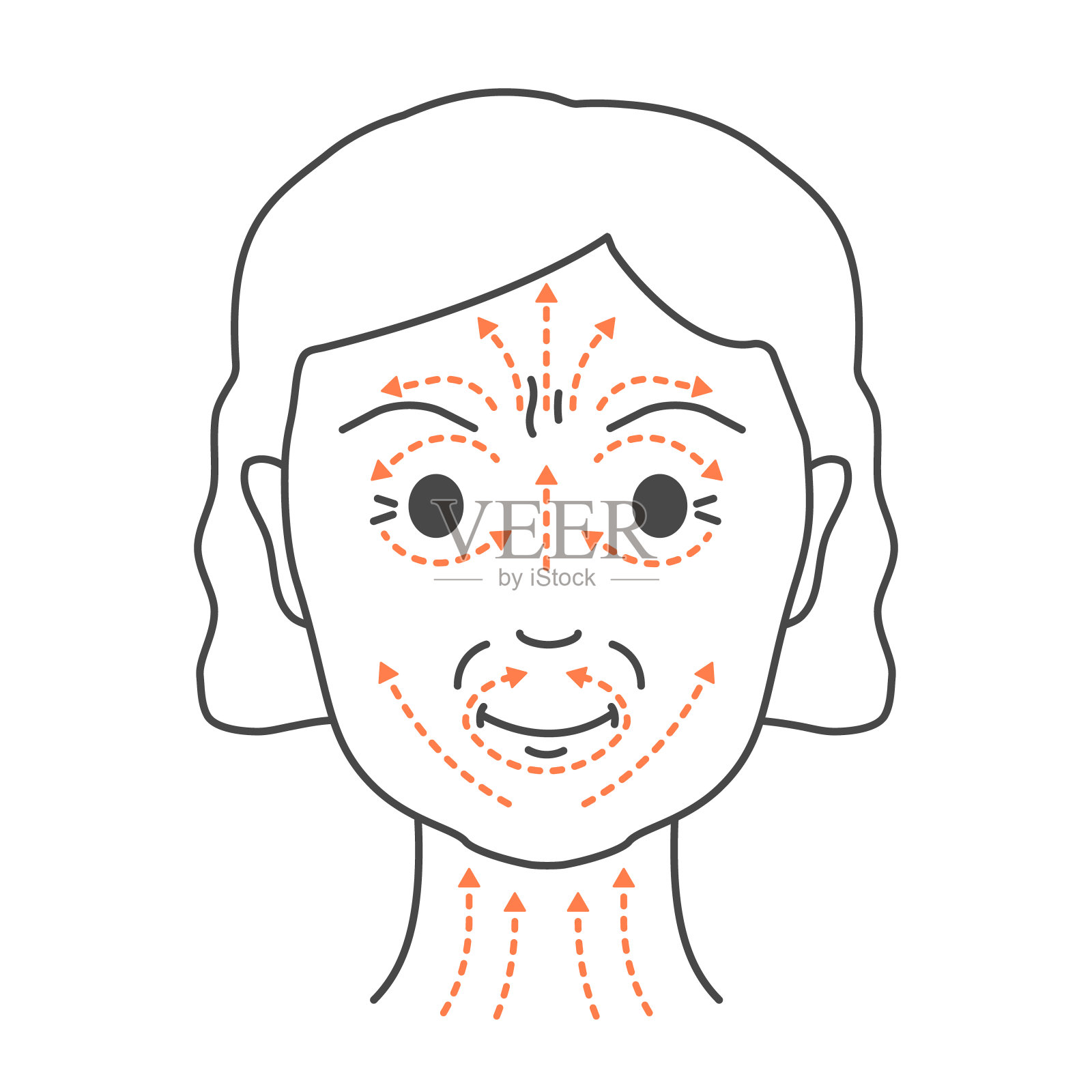 DIY面部提升雕刻按摩线条插图插画图片素材