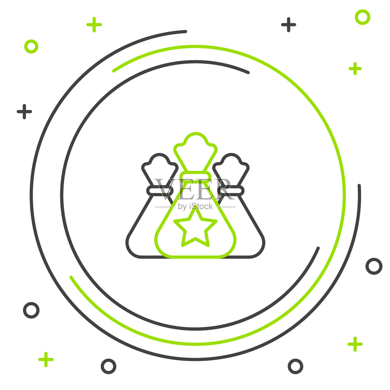 圣诞老人礼品袋线条图标插画图片素材