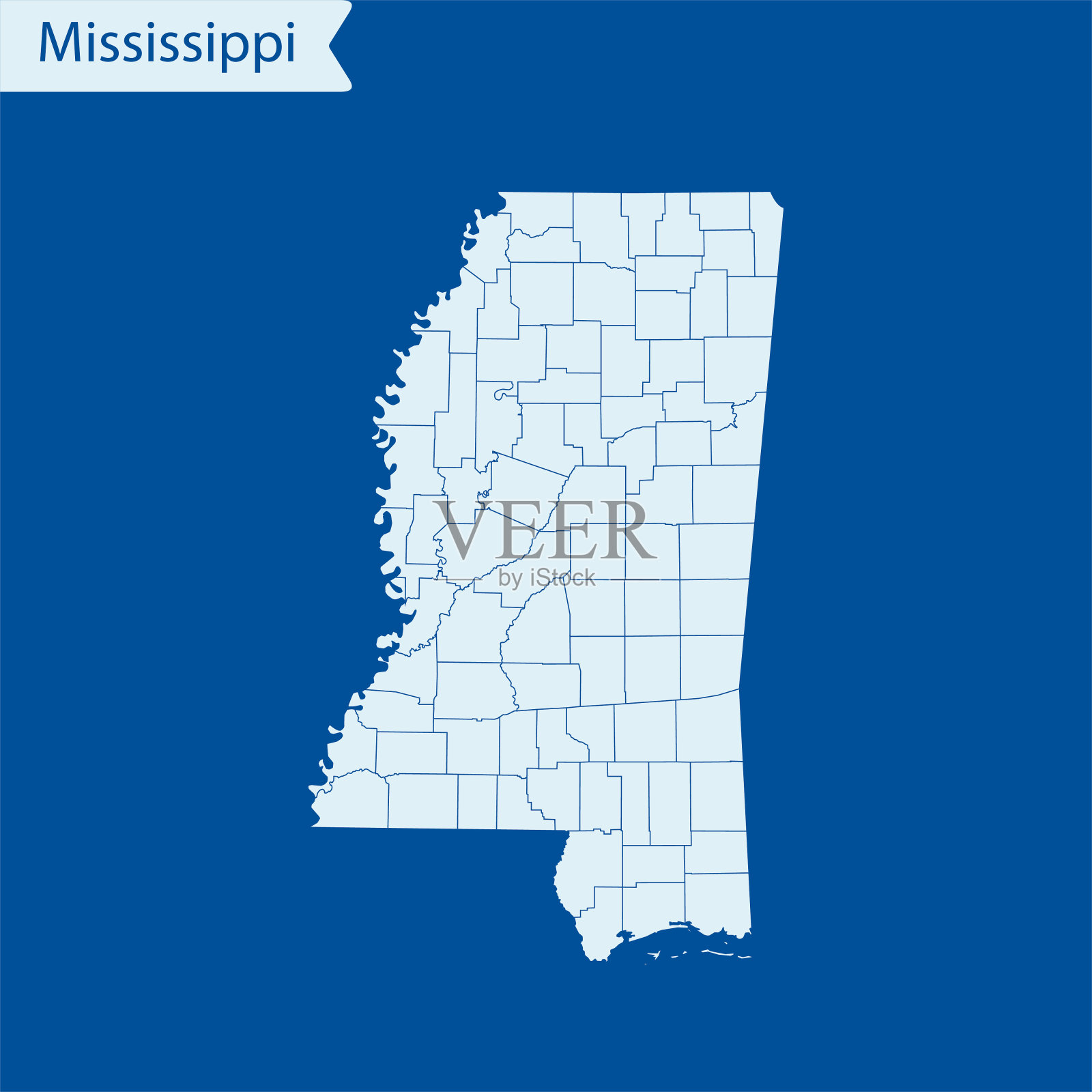 密西西比地图插画图片素材