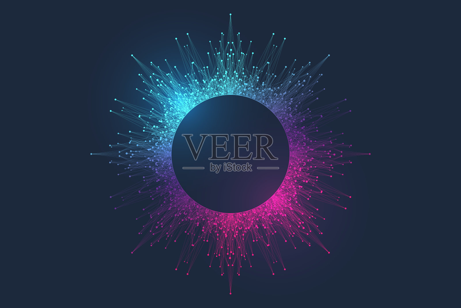 量子计算思想设计元素概念。深度学习人工智能。生成的人工智能。商业，科学演示，海报，封面的大数据算法可视化插画图片素材