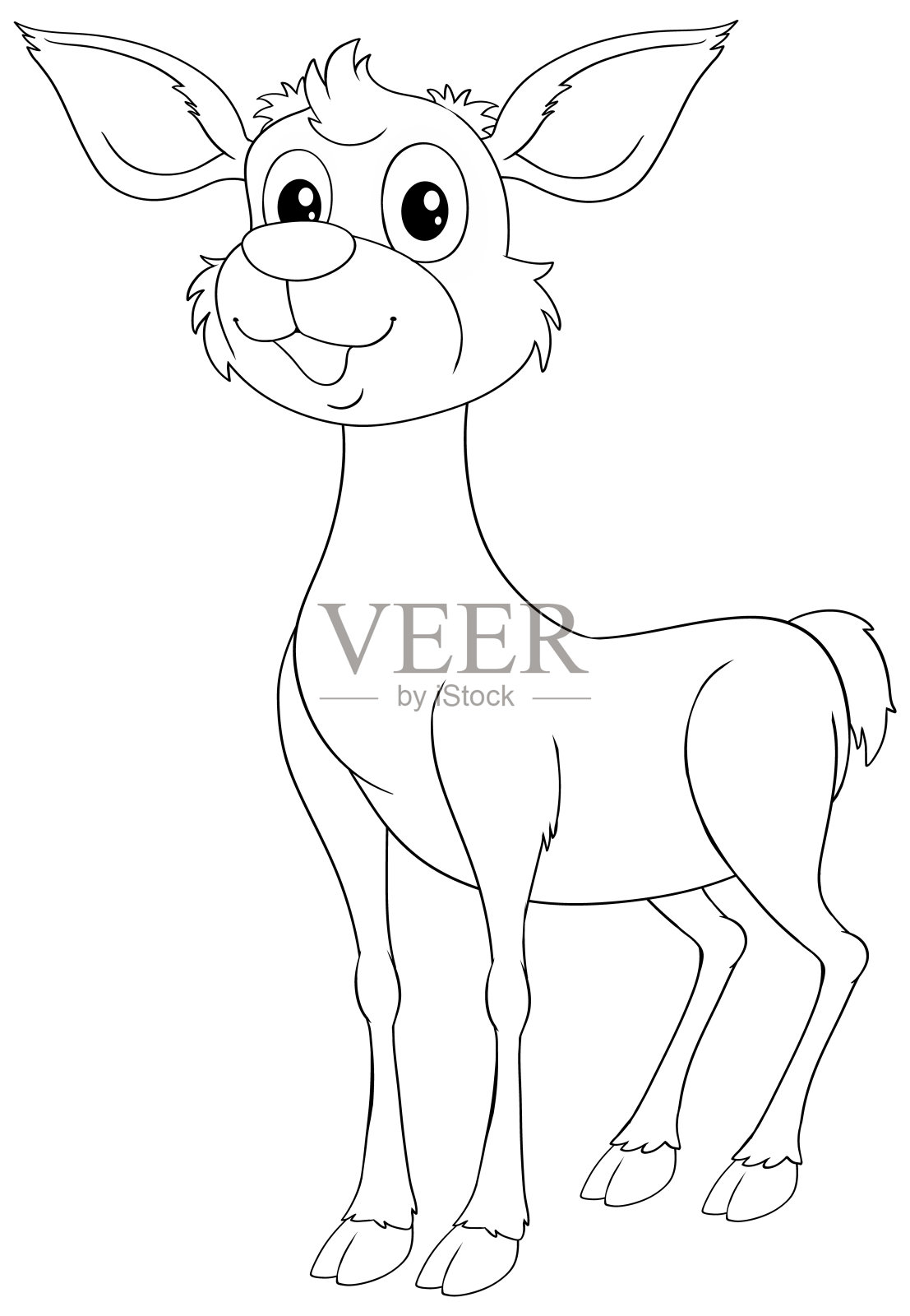黑白相间的快乐小鹿画插画图片素材
