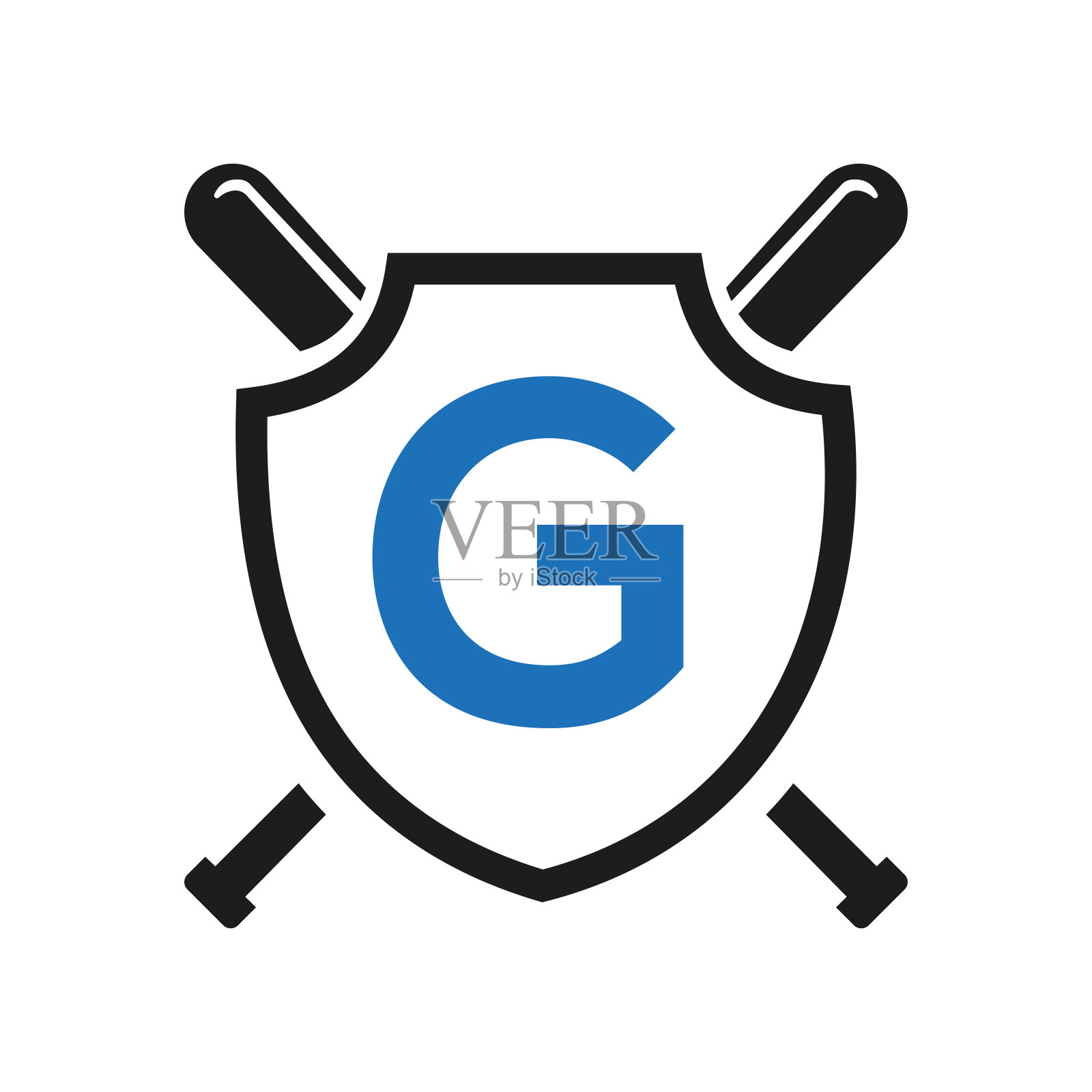 字母G棒球标志设计矢量模板。棒球俱乐部标志插画图片素材