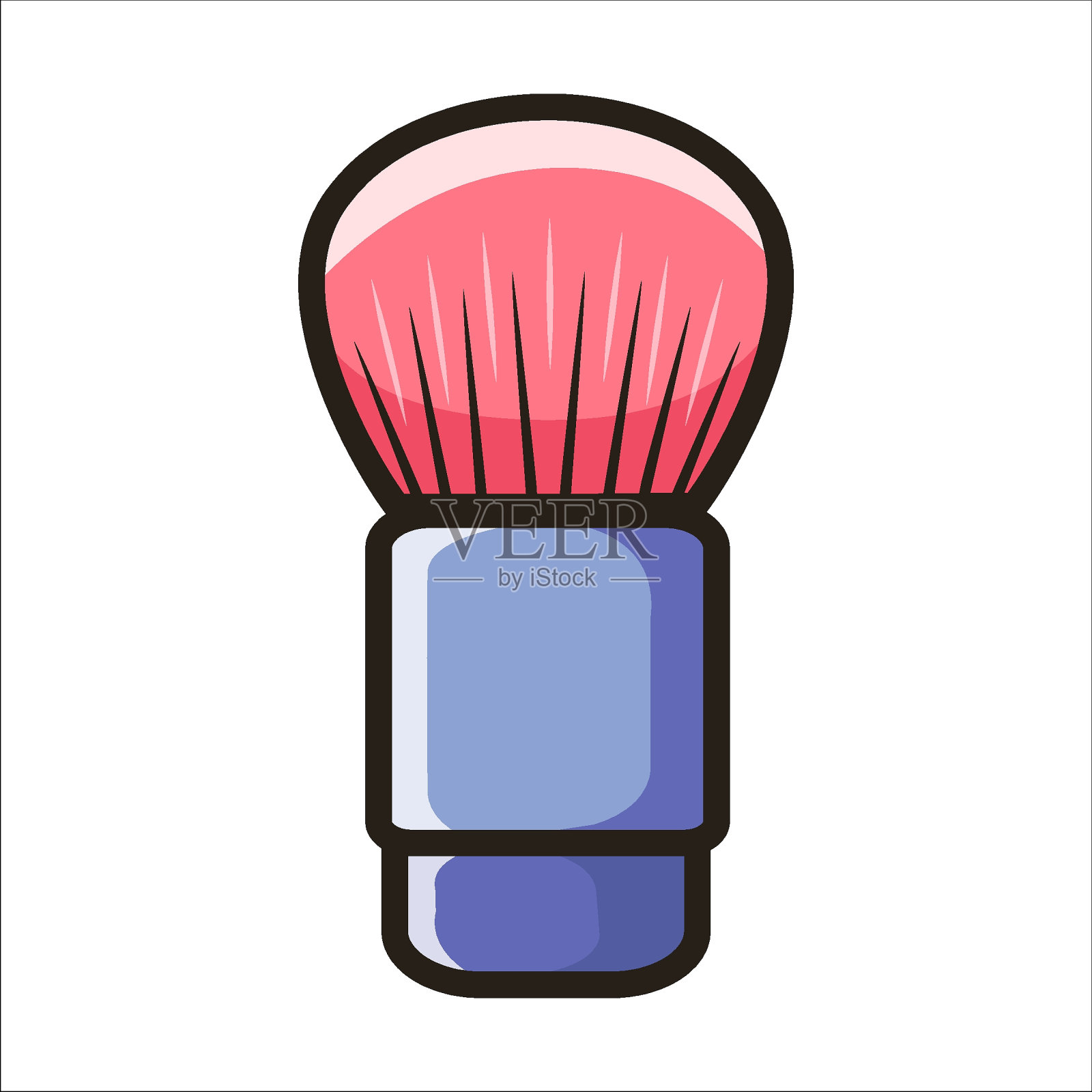 卡通刷。粉刷，腮红刷，荧光笔。装饰性化妆品。矢量插图在平面风格插画图片素材