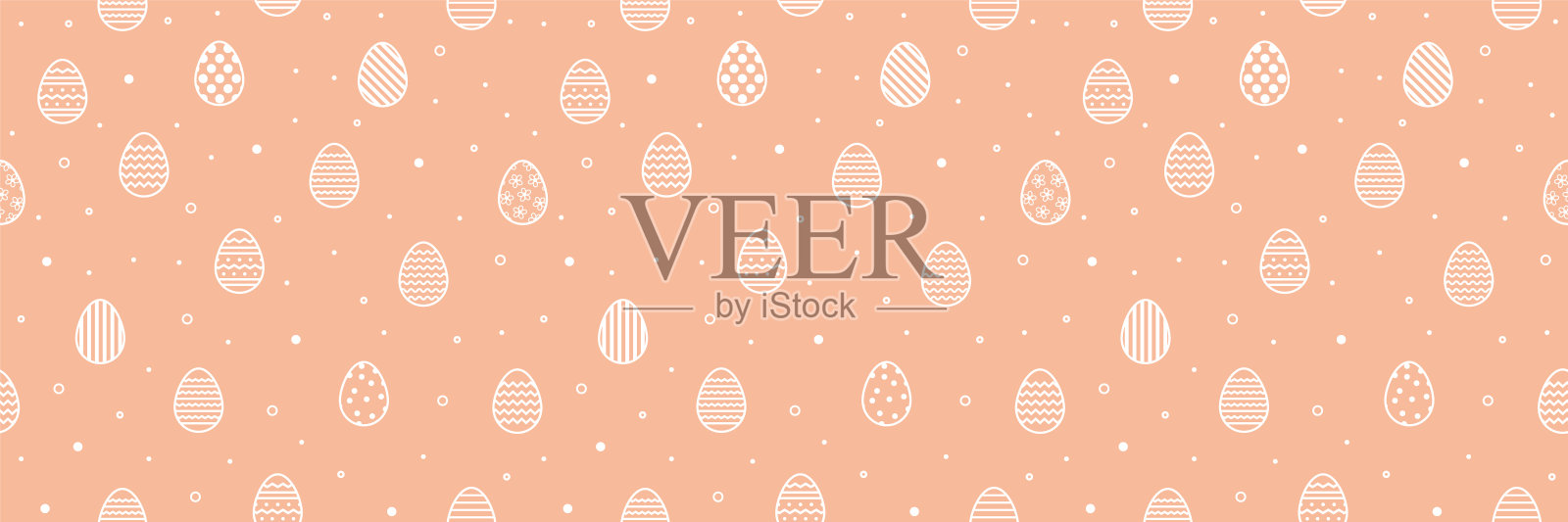 极简主义复活节无缝图案与简单的鸡蛋。设计一个背景的邀请，卡片和海报。全景头。矢量图插画图片素材