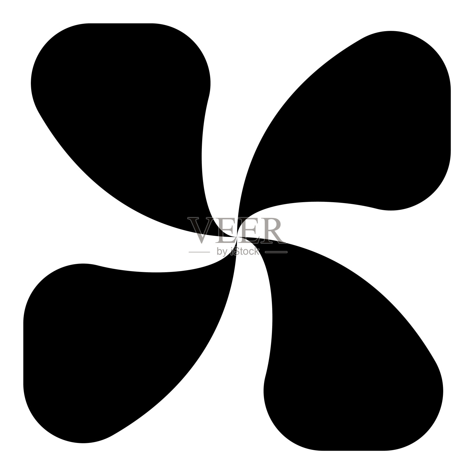 四叶扇叶片桨叶通风叶片图标黑色矢量插图图像平面风格插画图片素材