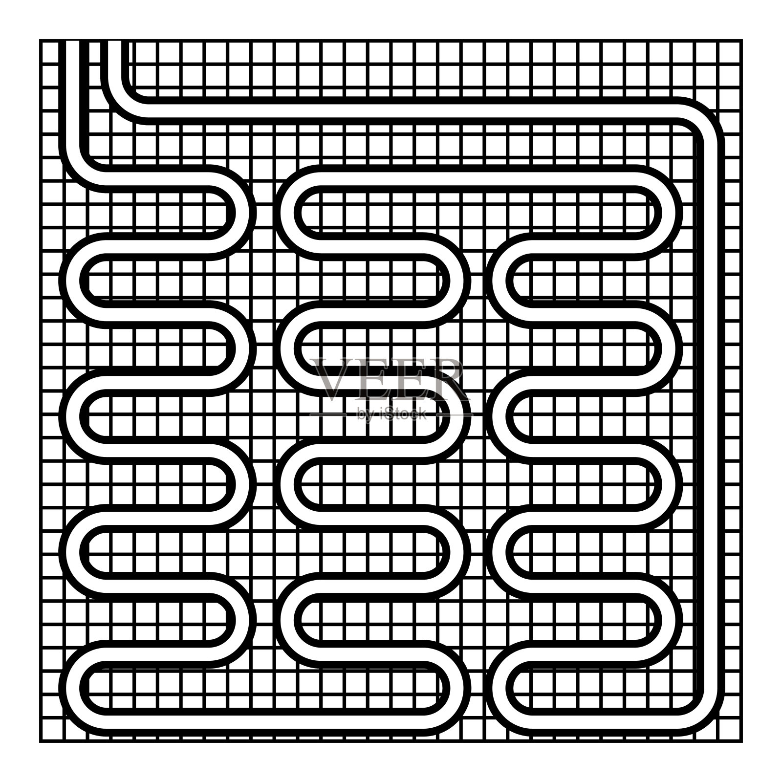 电地暖暖加热轮廓轮廓线图标黑色矢量插图图像薄平面风格插画图片素材