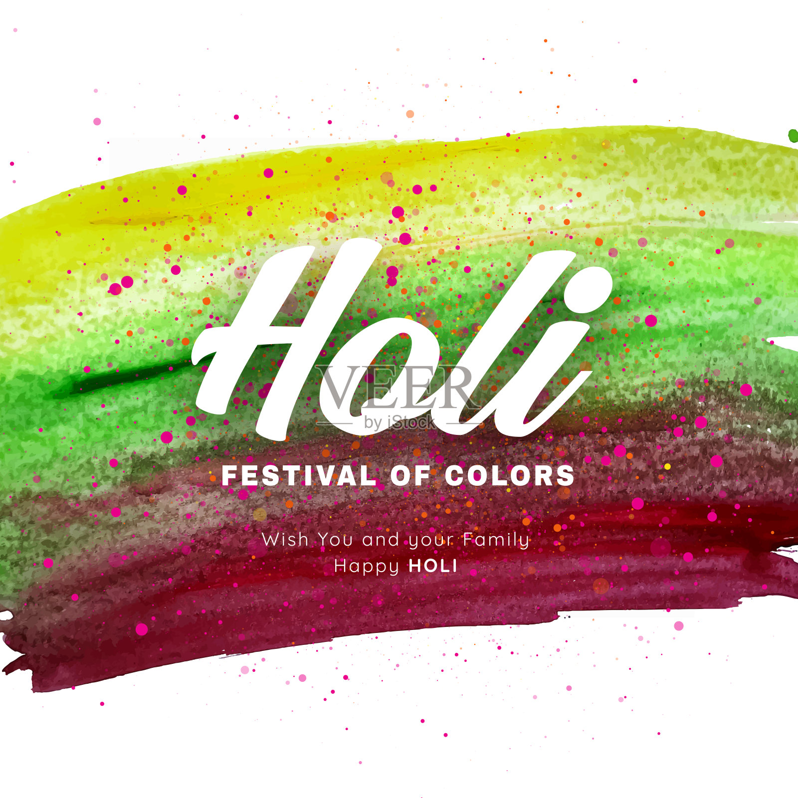 快乐的胡里节设计与彩色油漆飞溅。插画图片素材