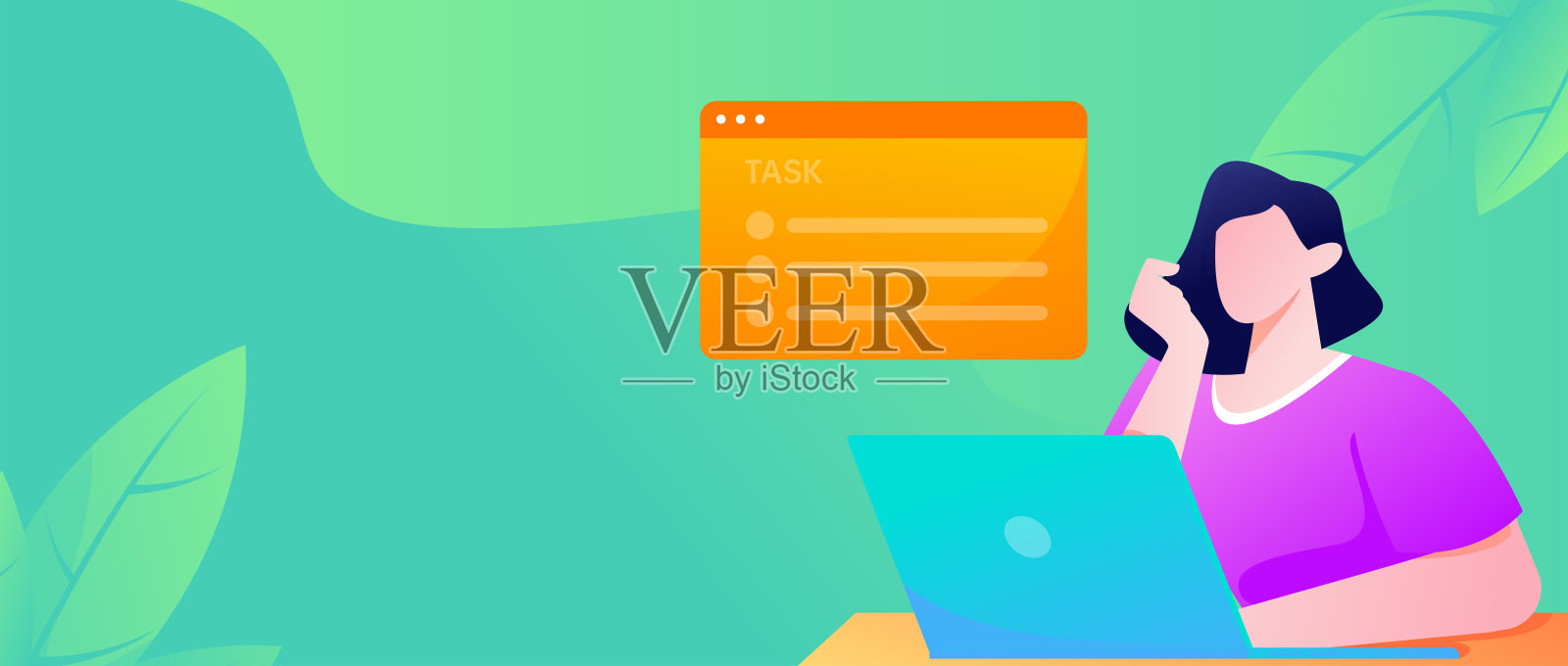 平面矢量插图的业务人员操作的工作场景插画图片素材