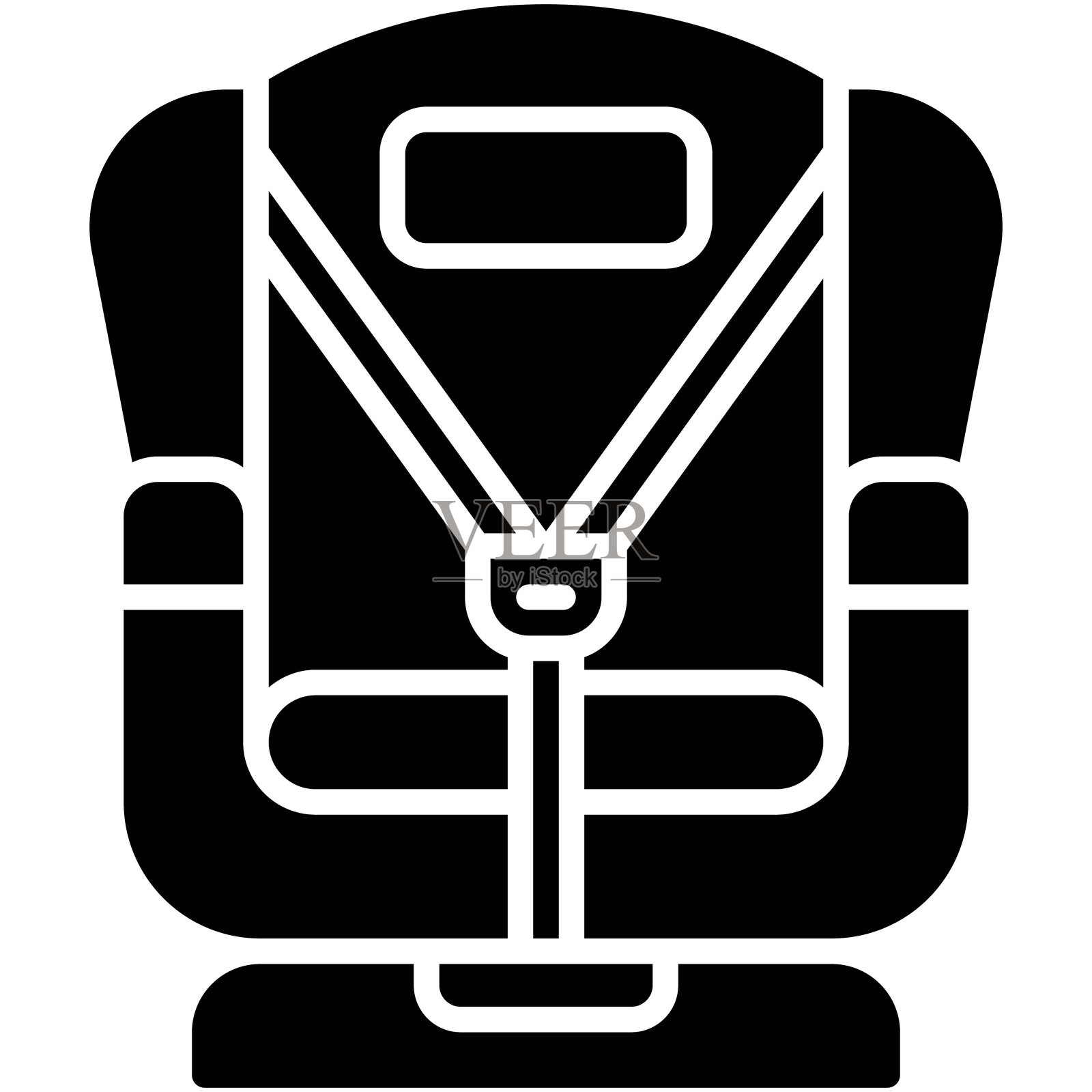 婴儿汽车座椅图标，汽车事故和安全相关的矢量插图插画图片素材