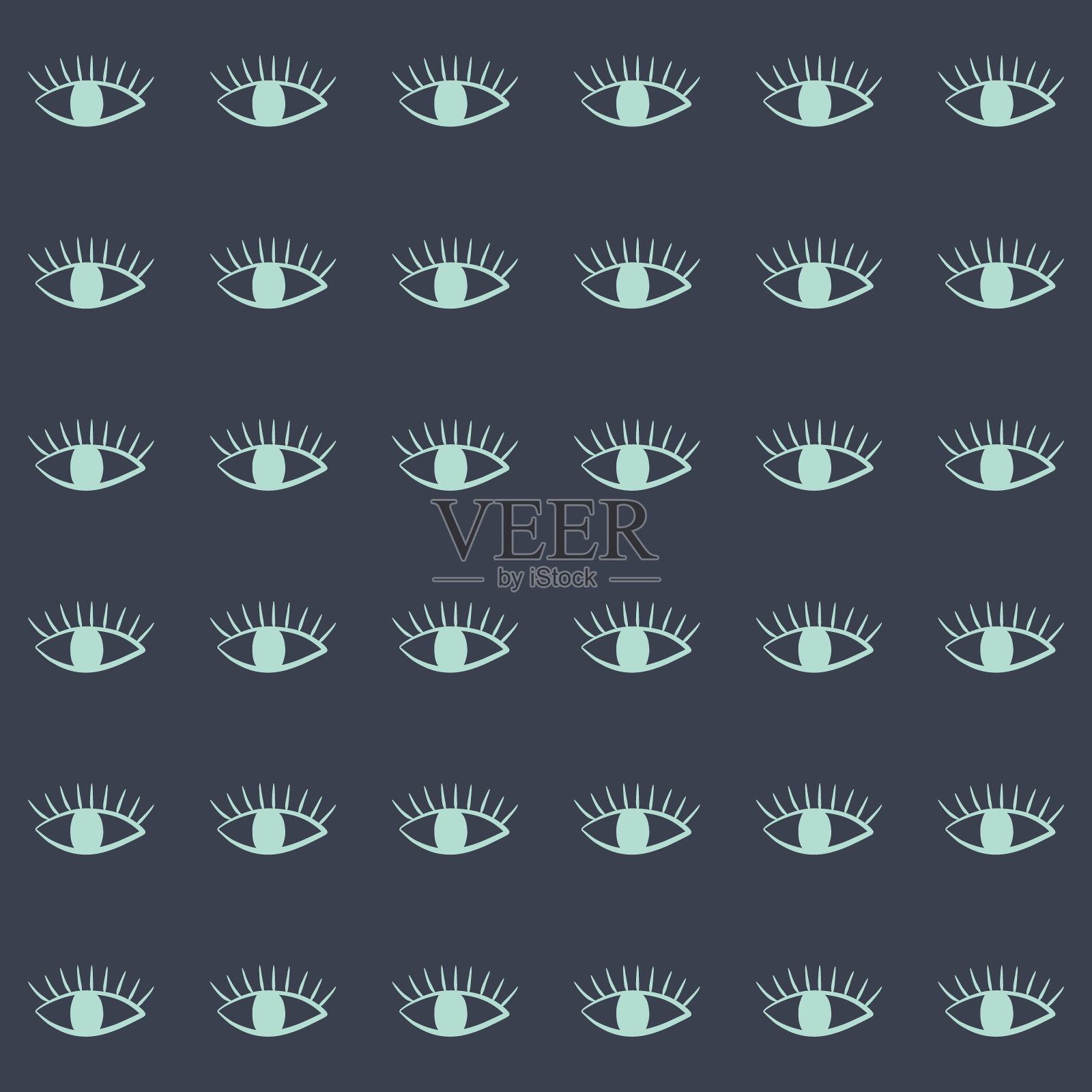 无缝图案与人眼，深奥的符号。抽象简单的矢量插图。手绘华丽的背景与风格化的原始绘图眼。插画图片素材