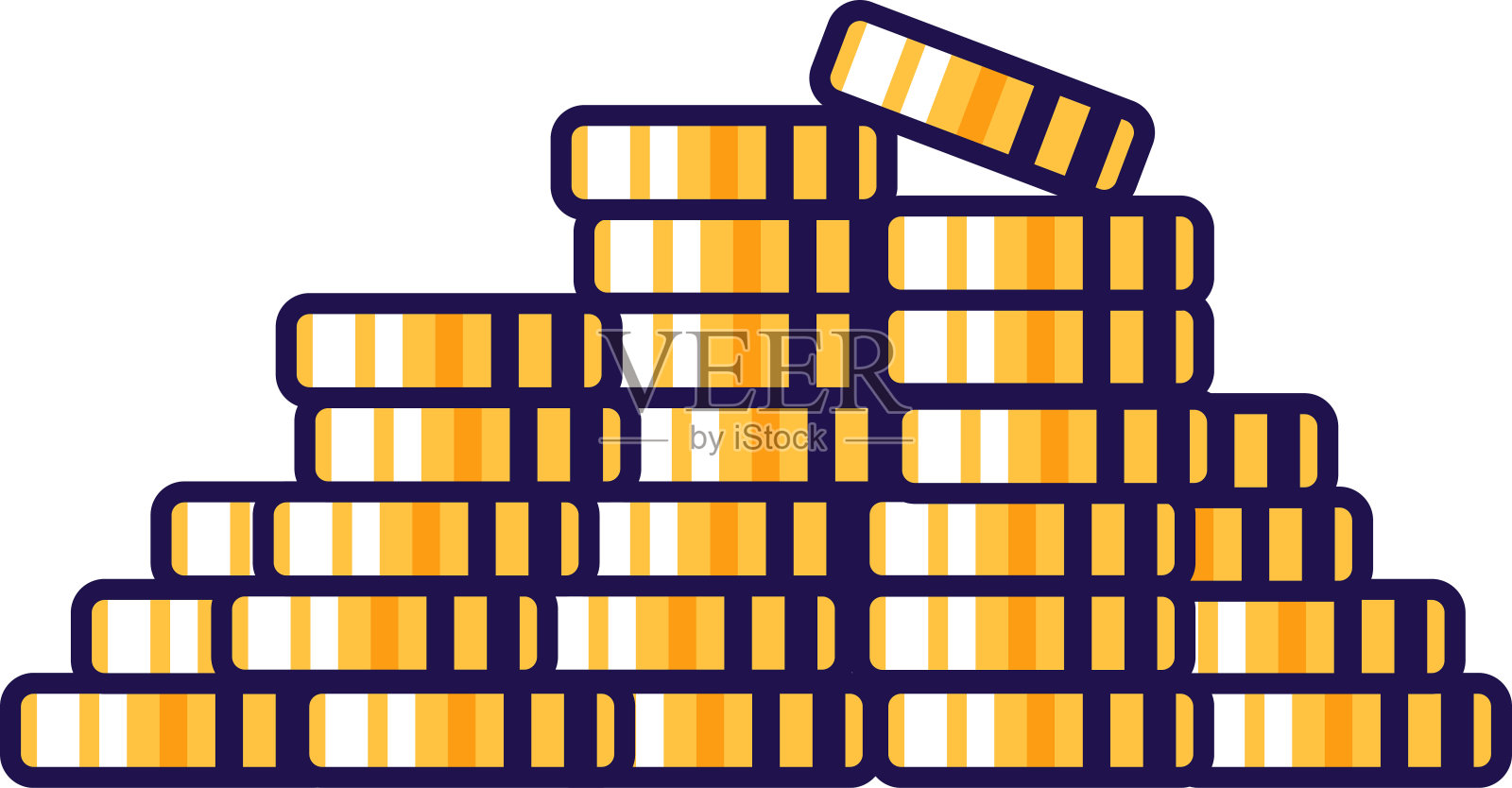 黄金魔法宝藏硬币堆栈插画图片素材