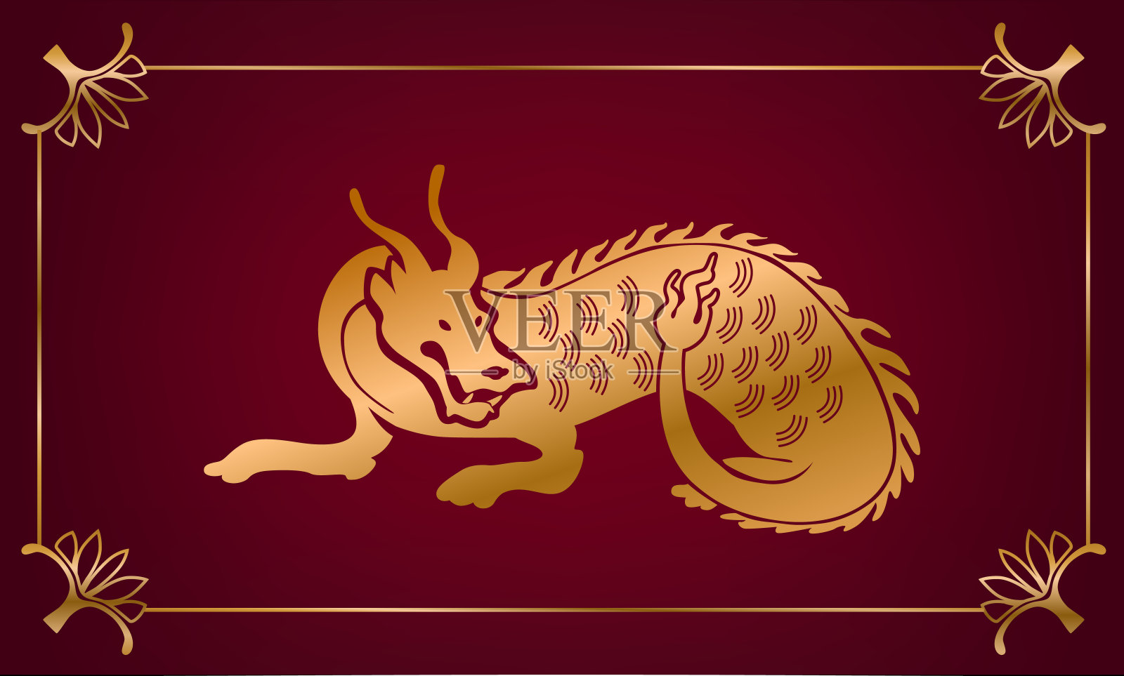 龙是一种强大而吉祥的中国农历新年动物，代表着力量、好运和成功插画图片素材