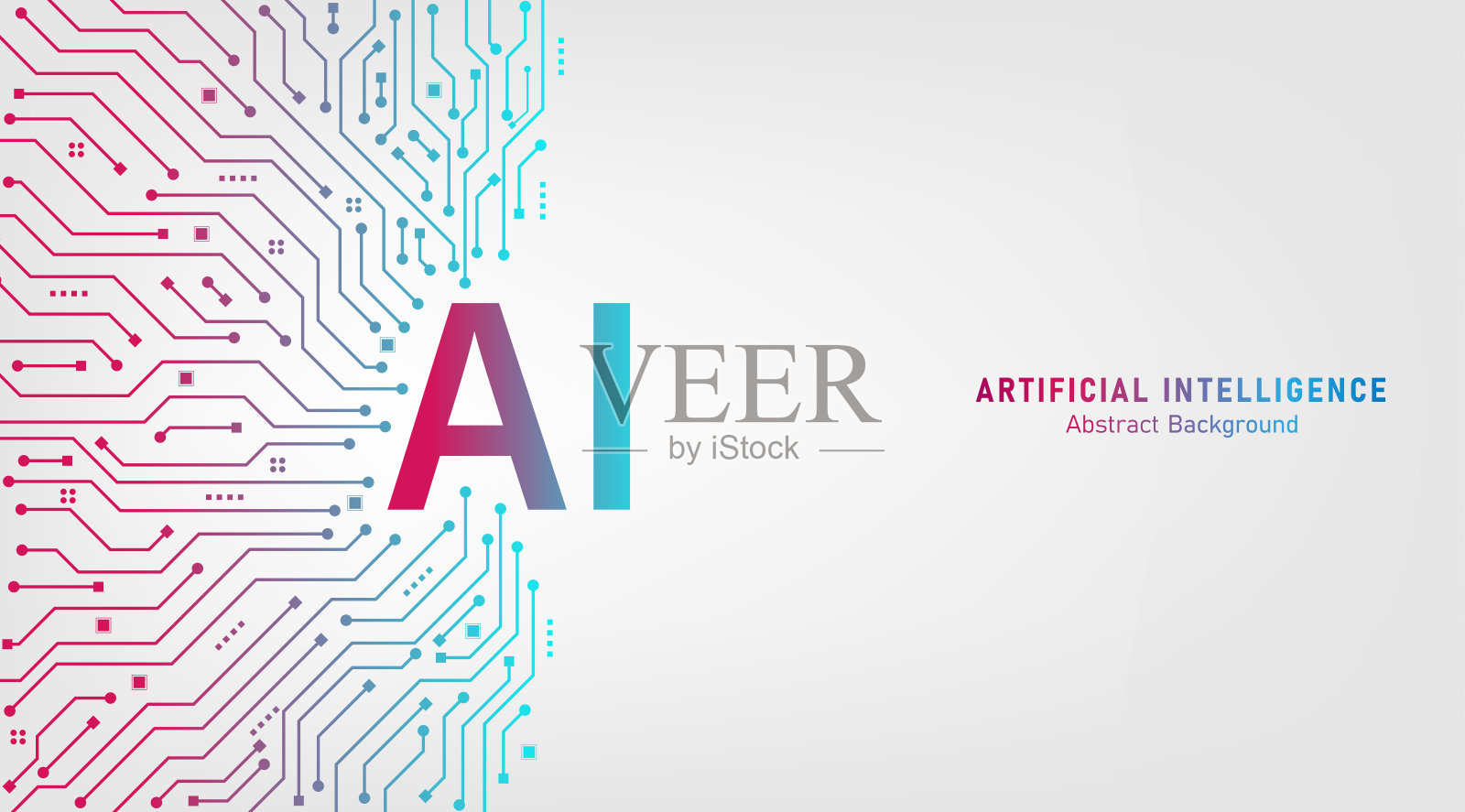 人工智能抽象背景未来的Hitech风格，技术概念设计，机器学习和芯片生成，横幅和网页模板的矢量插图。插画图片素材