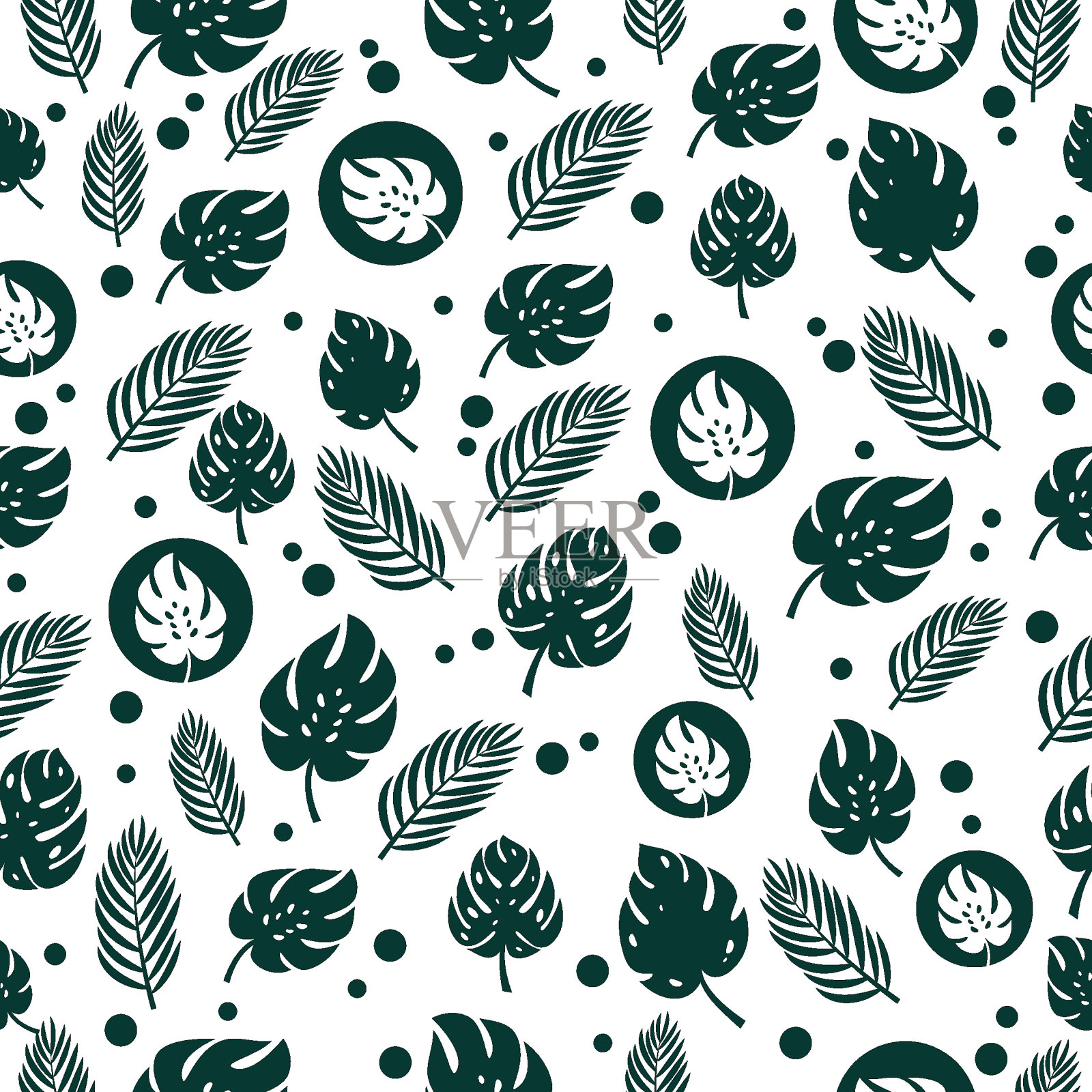 无缝图案怪物叶插画图片素材