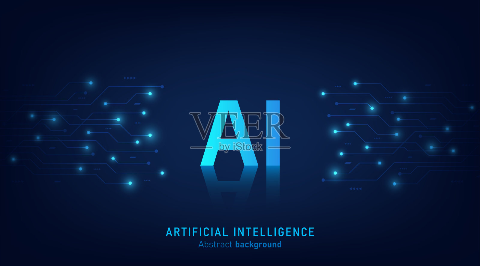 人工智能抽象背景未来的Hitech风格，技术概念设计，机器学习和芯片生成，横幅和网页模板的矢量插图。插画图片素材