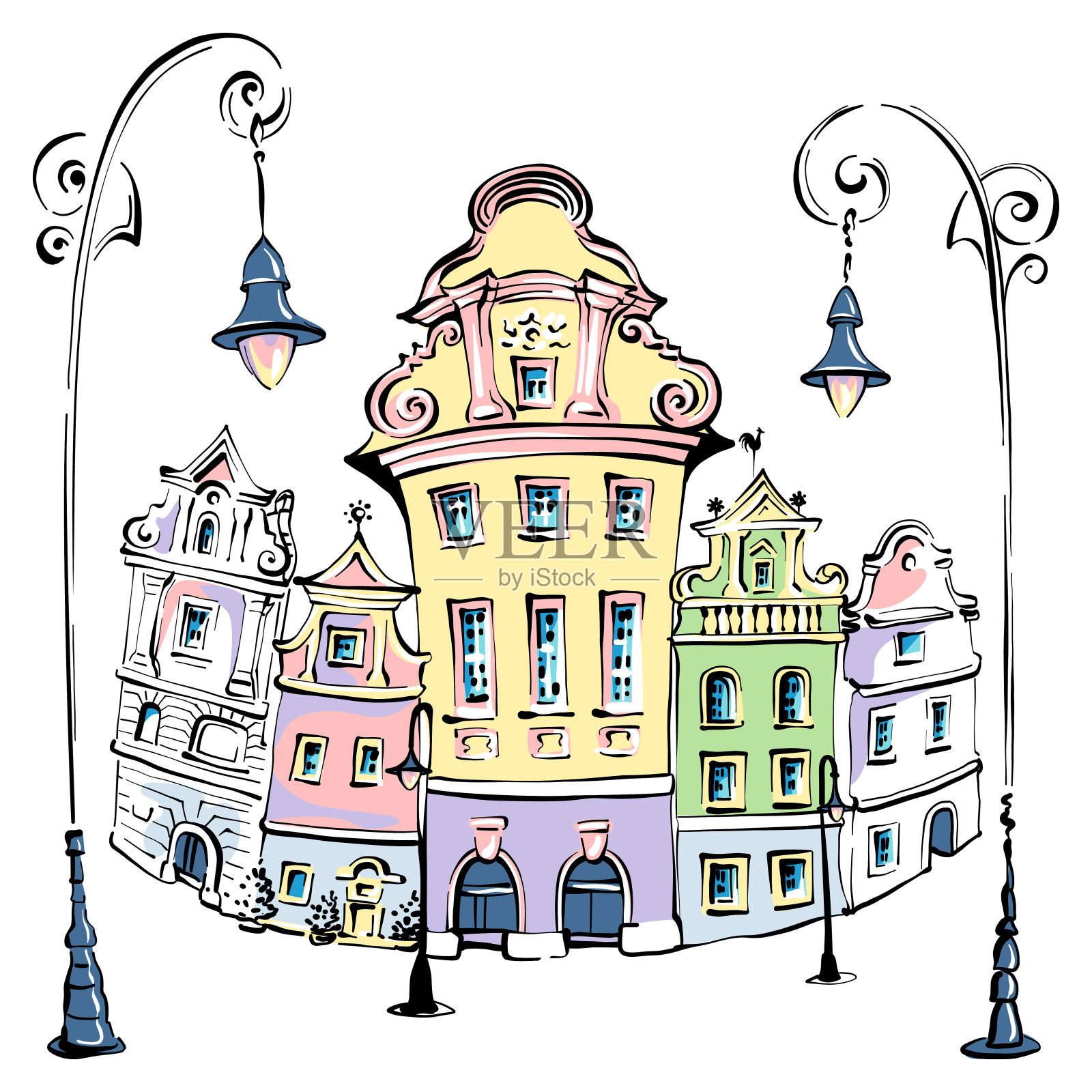 波兰波兹南的旧市场广场插画图片素材