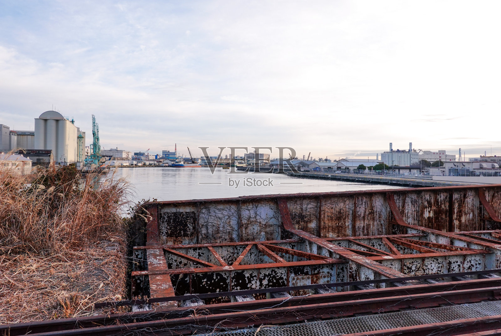 瑞穗码头上的瑞穗大桥(神奈川县横滨市)照片摄影图片