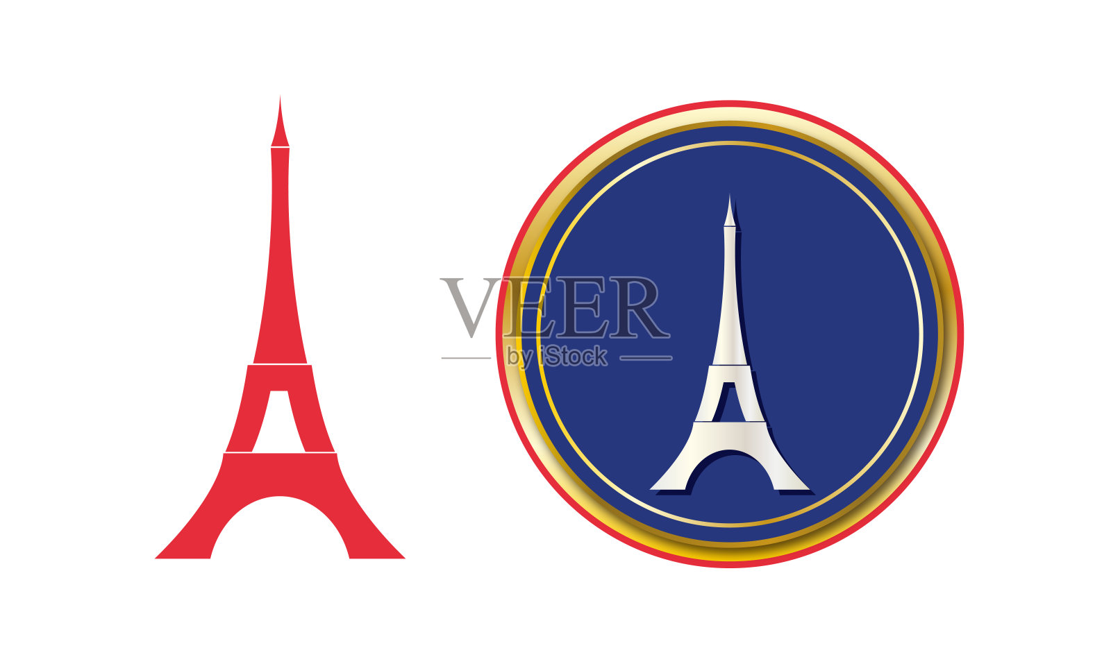 巴黎奖章。货币。埃菲尔铁塔。插画图片素材