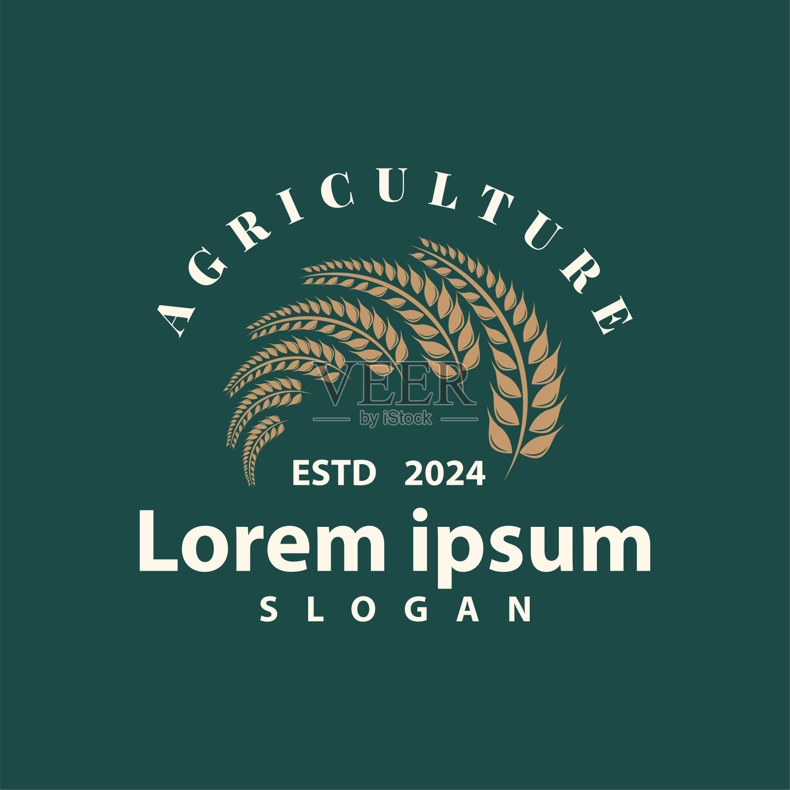 小麦谷物大米标志，简单的设计有机矢量插图图标模板插画图片素材