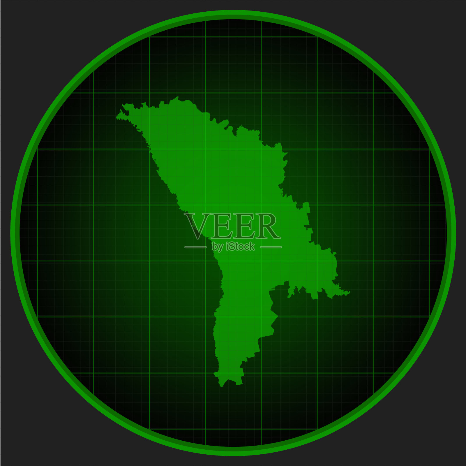 雷达屏幕上摩尔多瓦的矢量地图插画图片素材