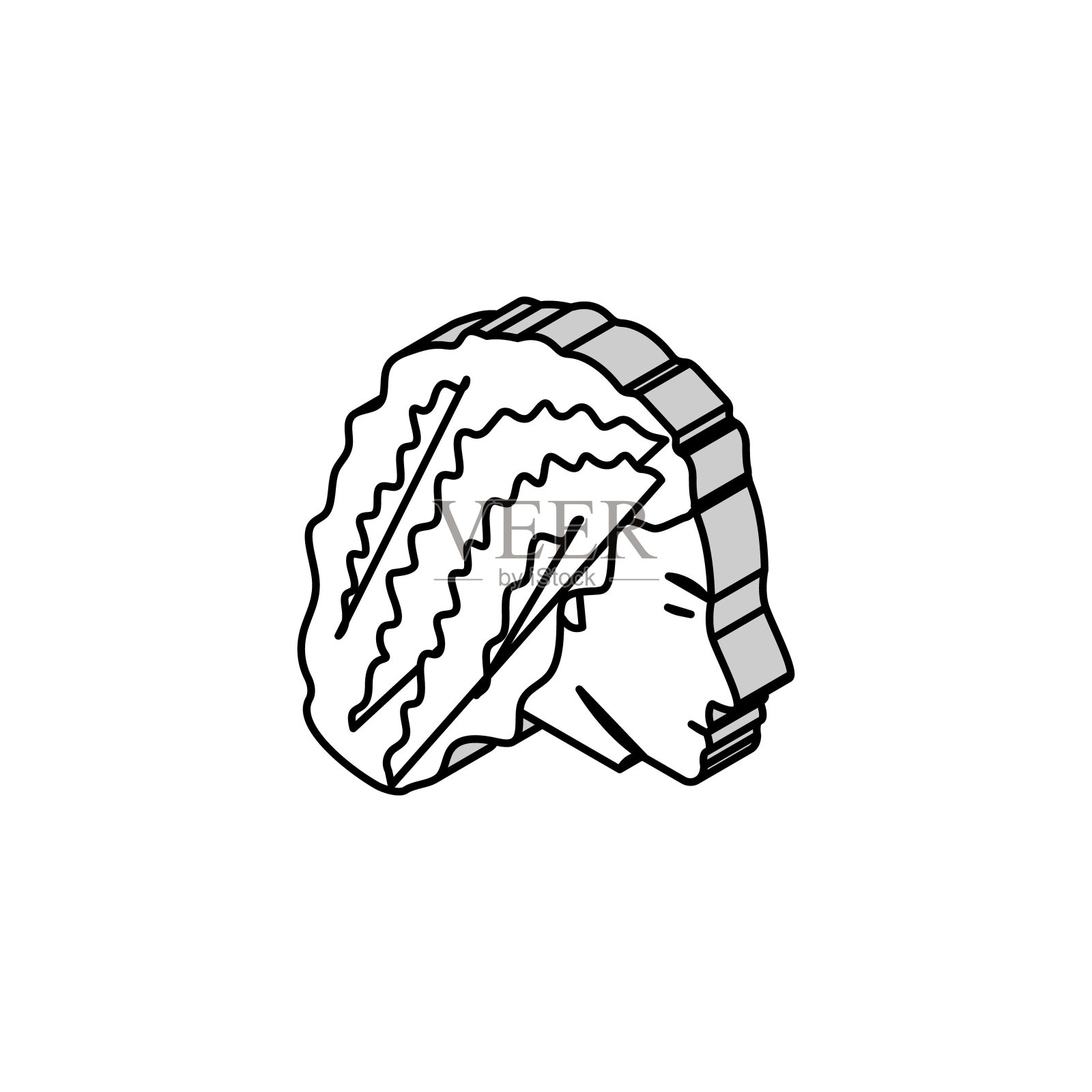 卷发女性发型女性等距图标矢量插图插画图片素材