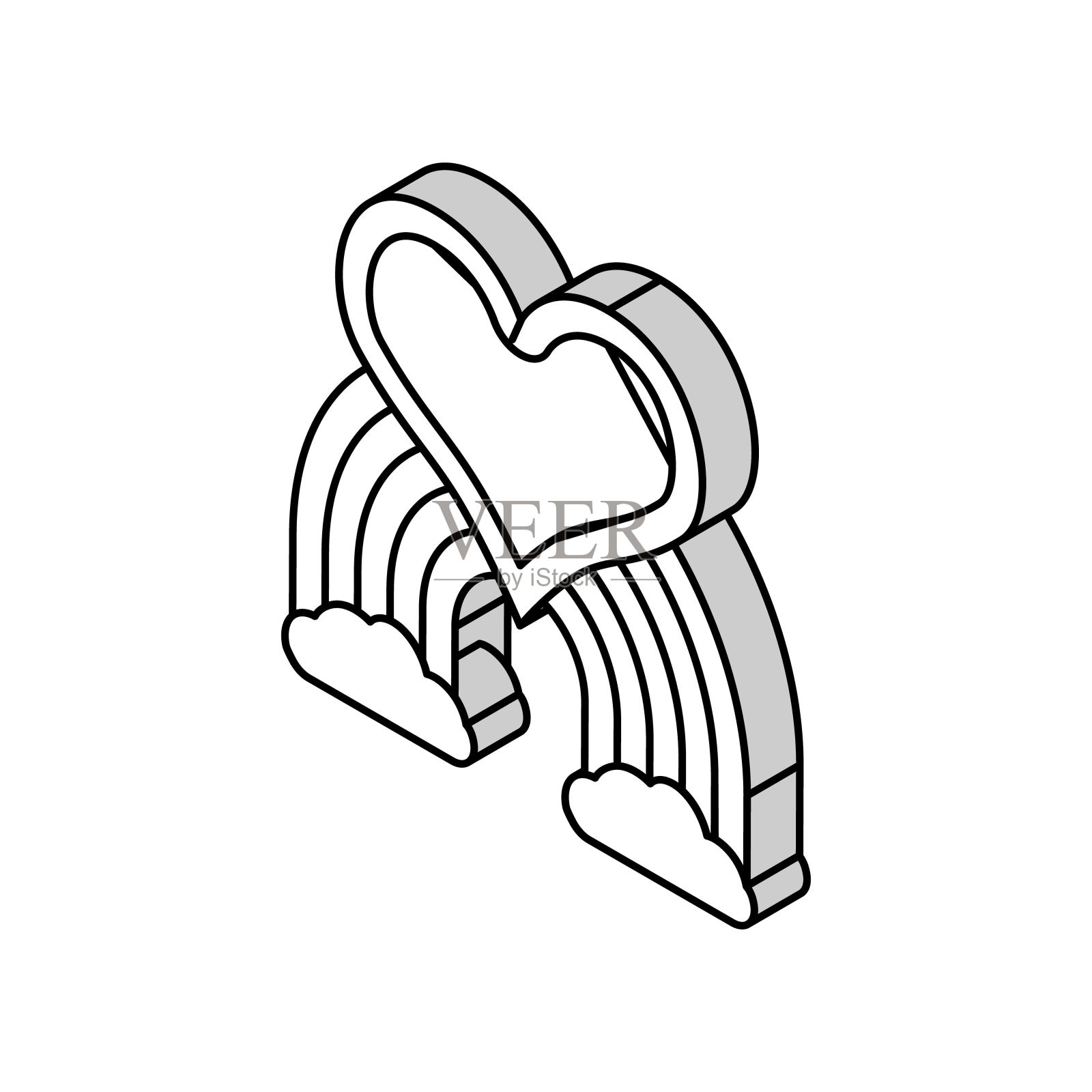 心彩虹等距图标矢量插图插画图片素材