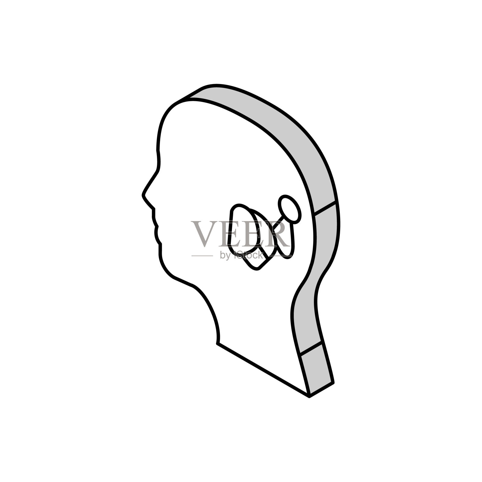 人工耳蜗听力学家医生等距图标矢量插图插画图片素材