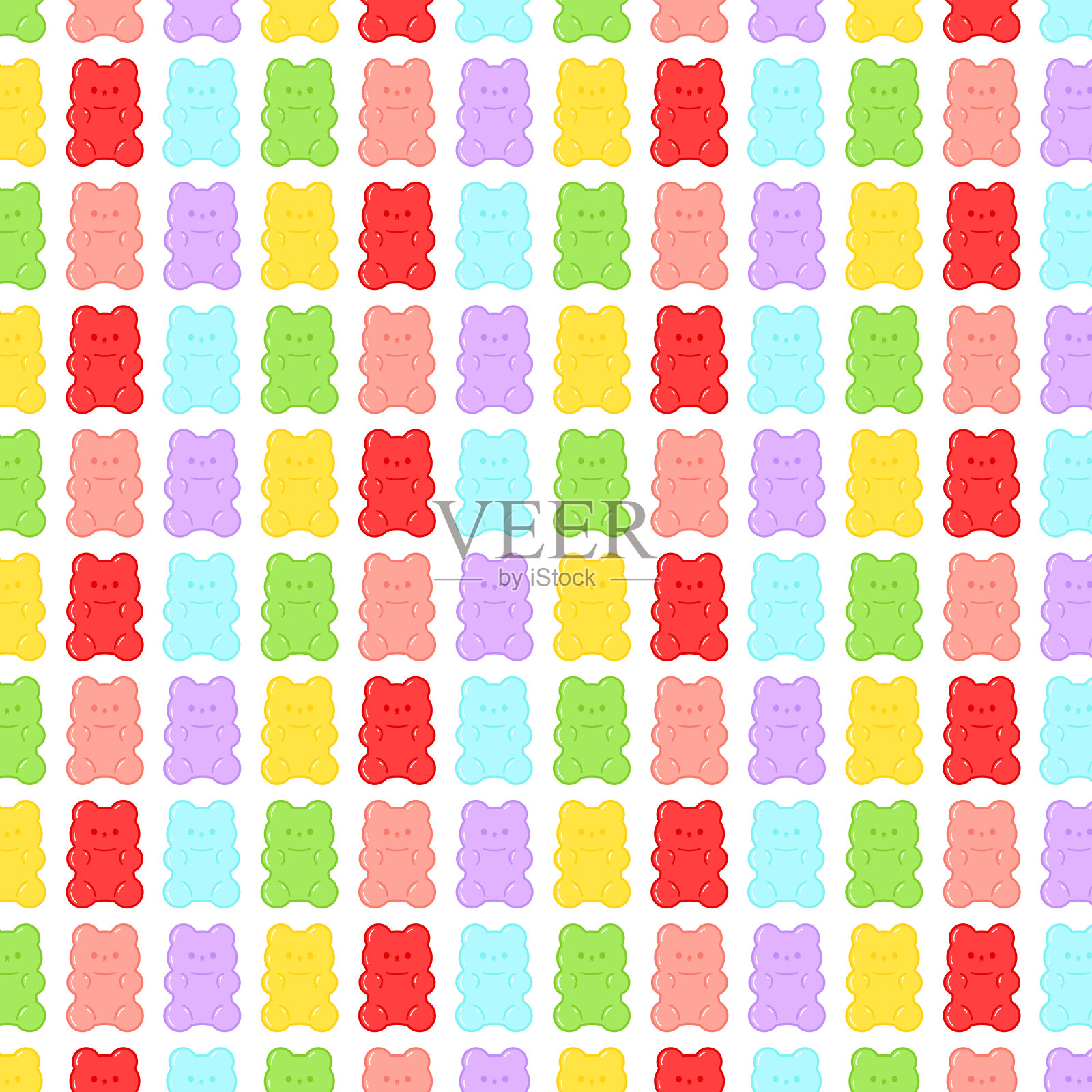 果冻熊图案。果冻是水果软糖。果冻熊载体。插画图片素材