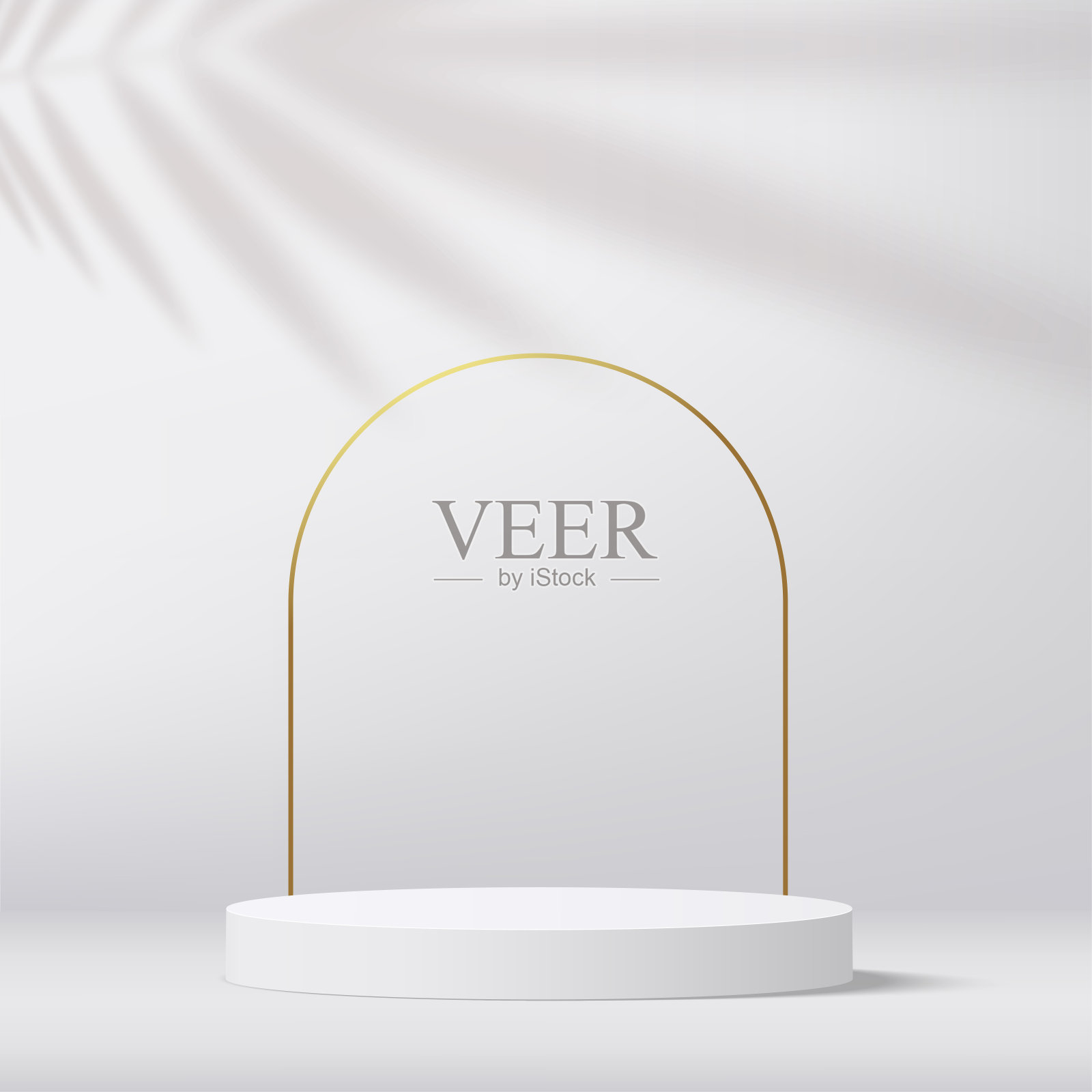 现代白色和金色圆柱基座裙台。化妆横幅展示。向量插画图片素材