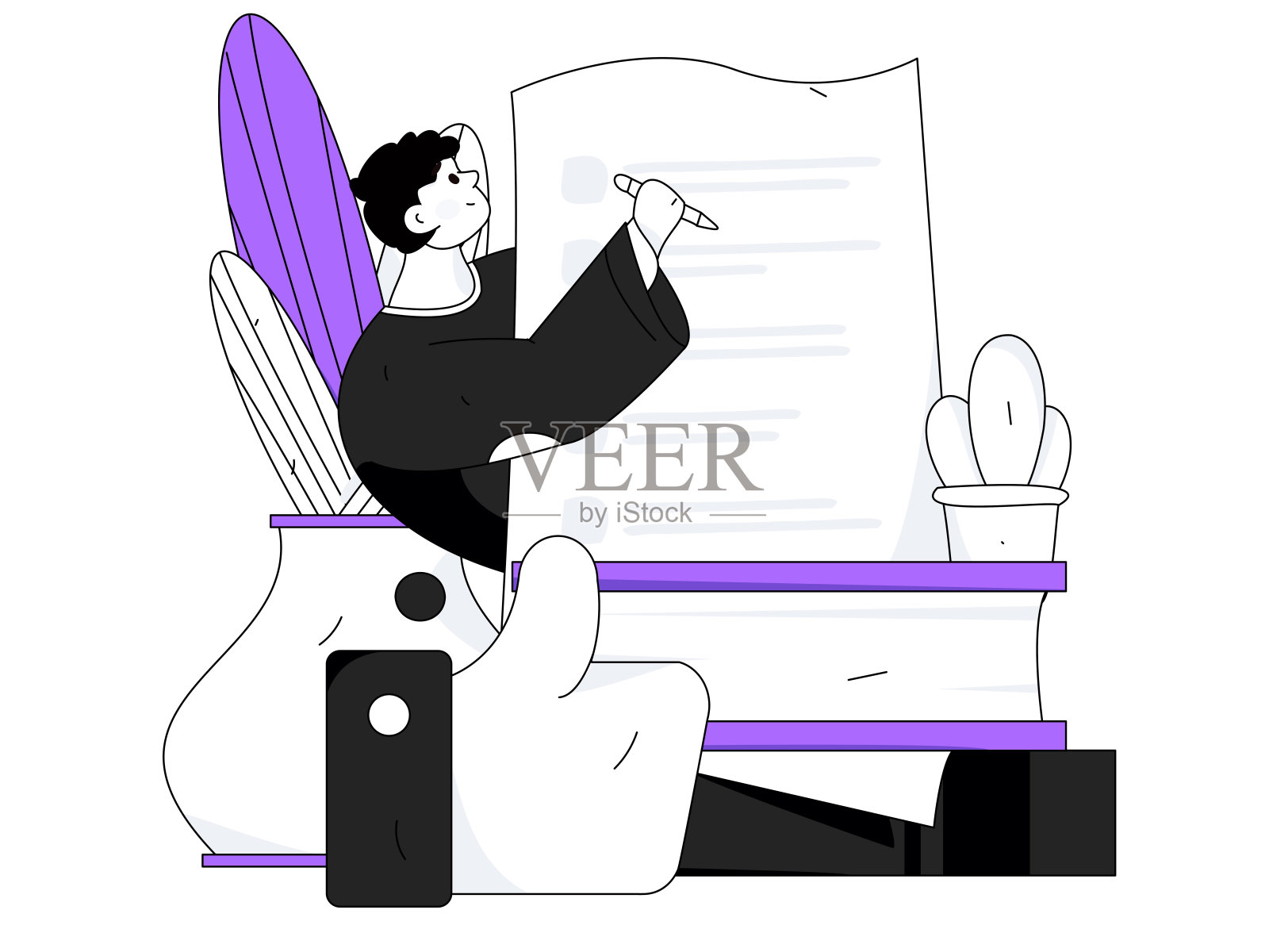 文字阅读静静地矢量概念操作手绘插图插画图片素材