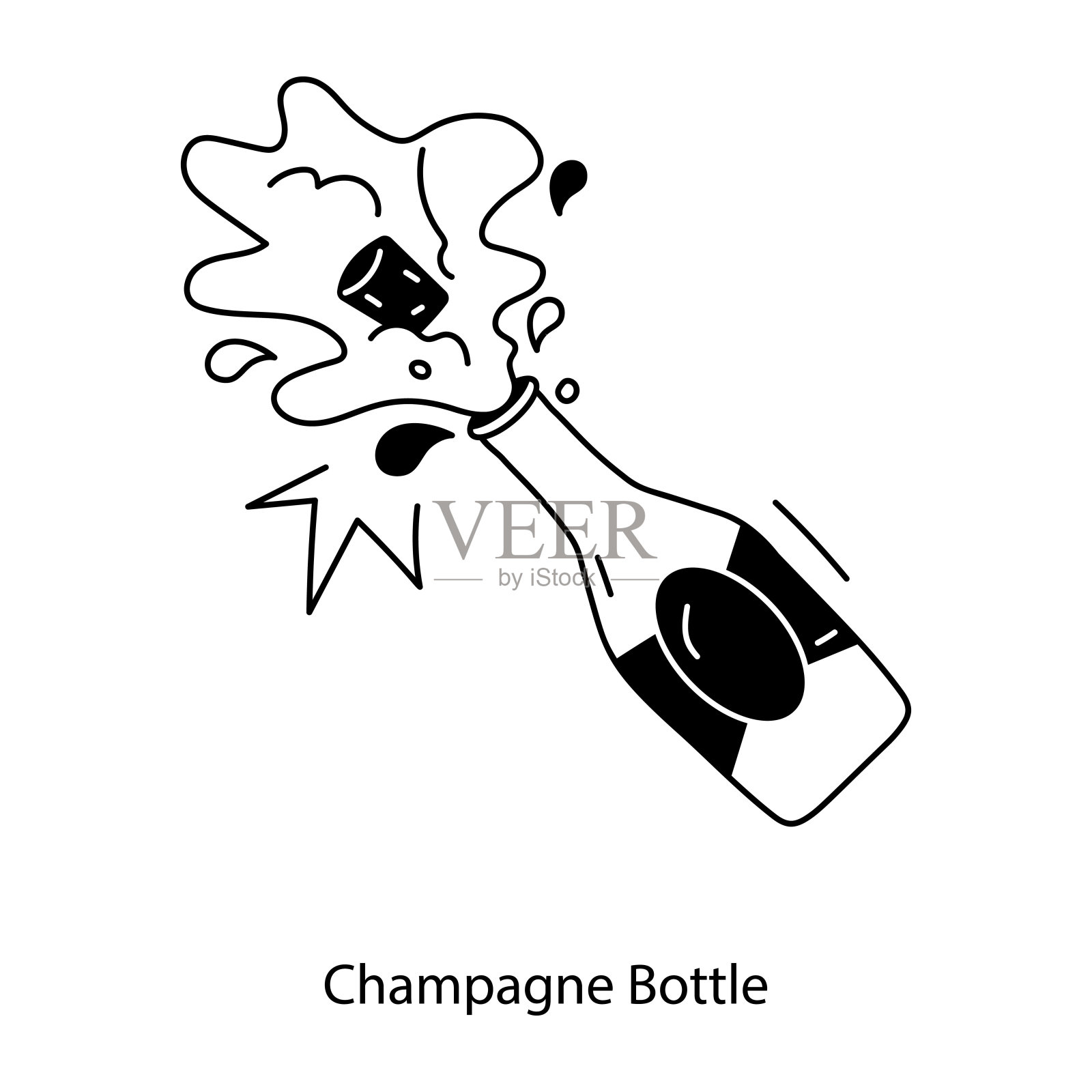 香槟酒瓶插画图片素材