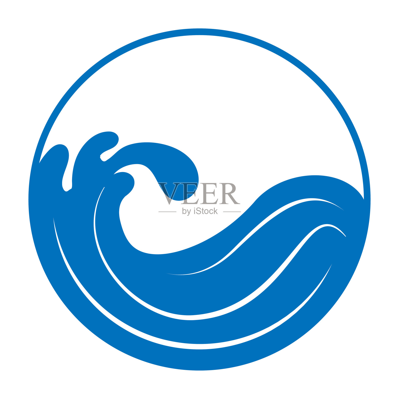 简单的圆形海洋蓝色波浪插图设计矢量插画图片素材