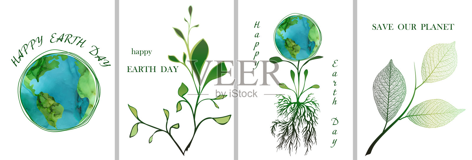地球日快乐!环境保护。社会横幅、卡片或海报。拯救地球。矢量插图。插画图片素材