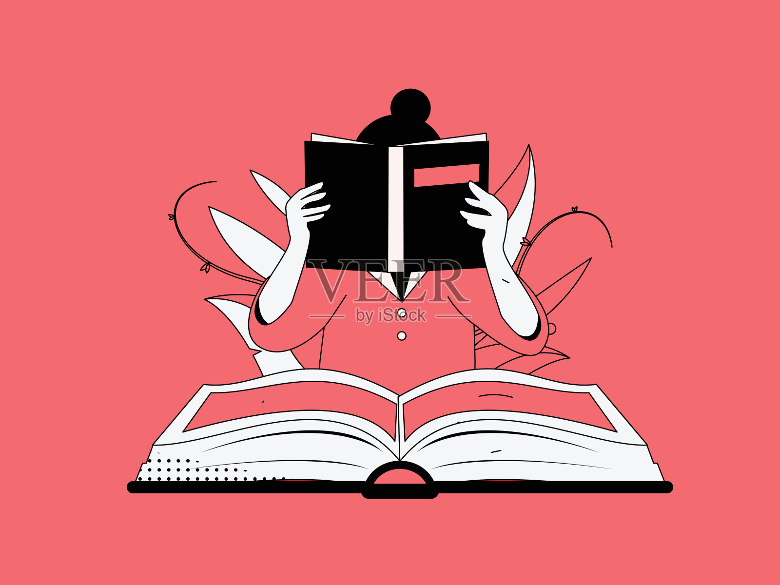 文字阅读静静地矢量概念操作手绘插图插画图片素材