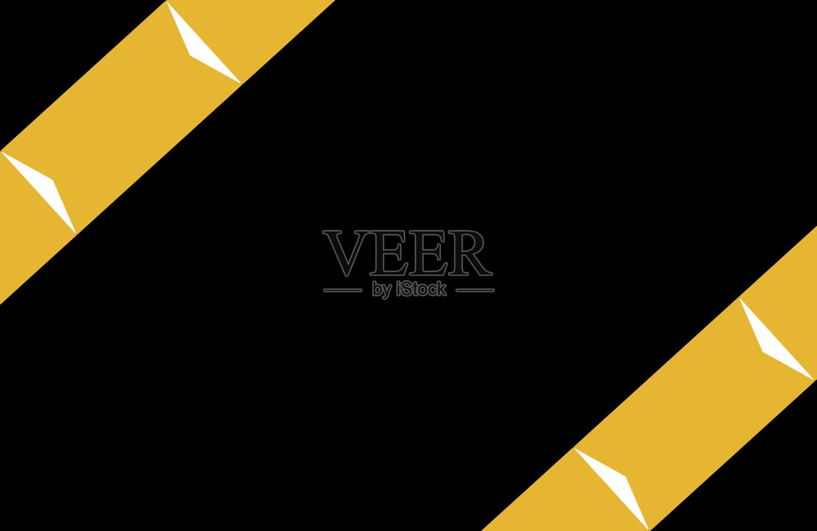 横幅模板黑色背景矢量。金色的黄色丝带，白色的箭头内3d，设计。插画图片素材