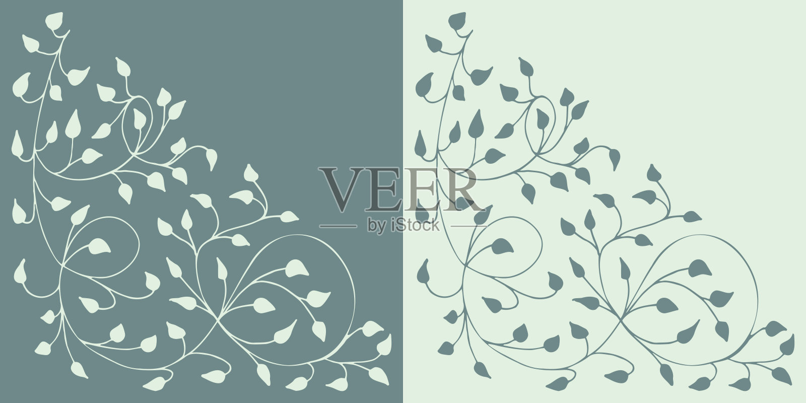 Plants_doodle_7_4_blue插画图片素材