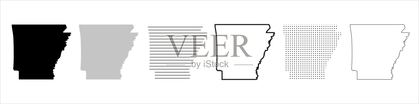 阿肯色州地图黑色剪影矢量图插画图片素材