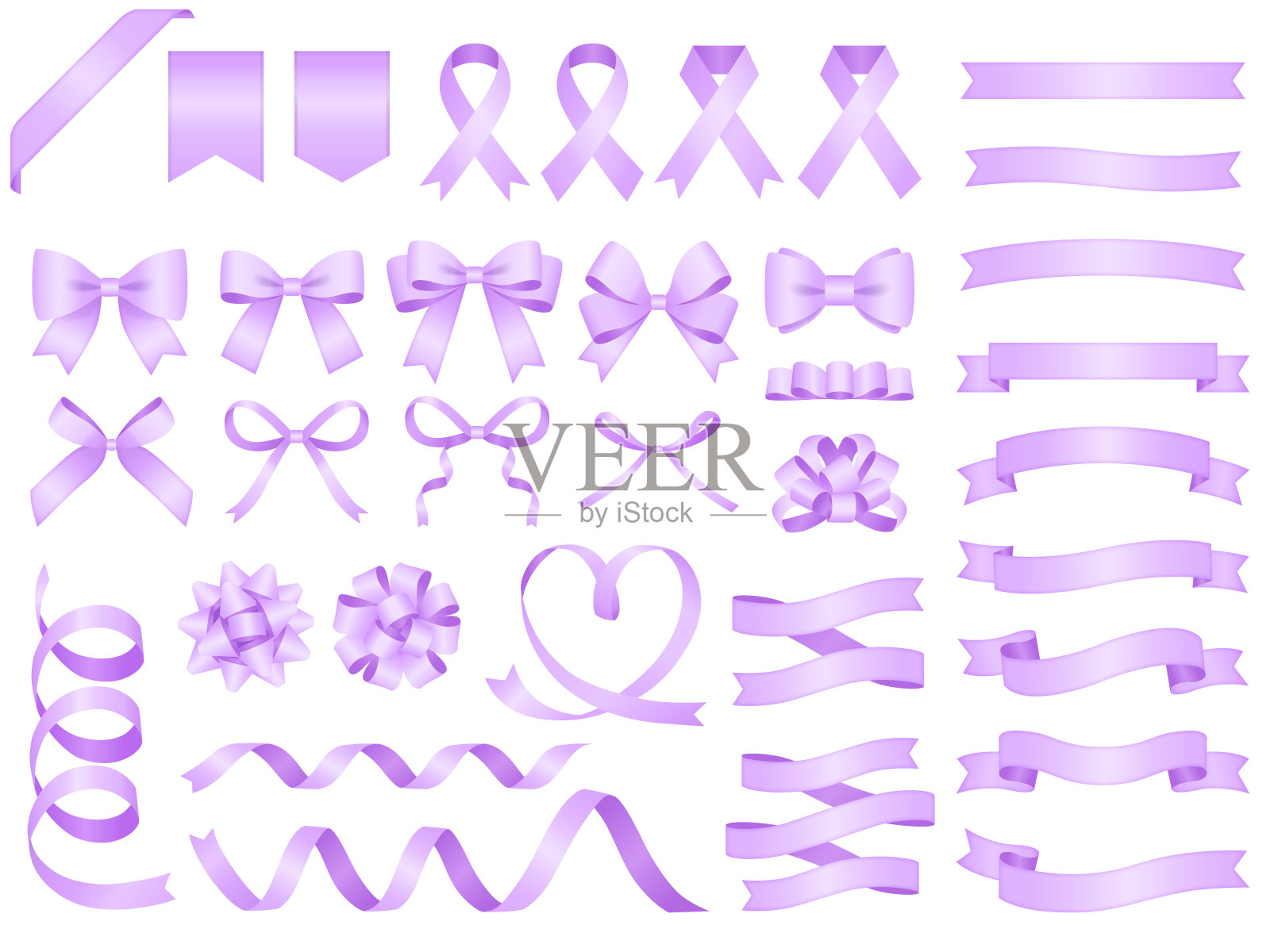 色带处理set_淡紫色插画图片素材