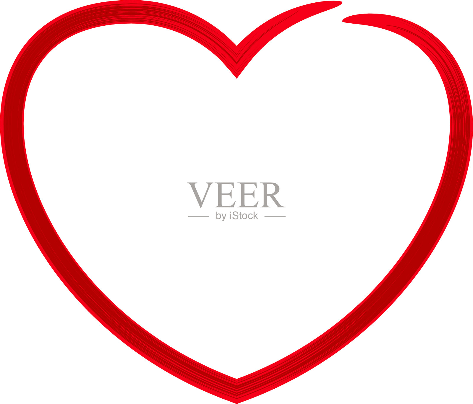 笔触心框。艺术心边界图标。爱的象征。插画图片素材