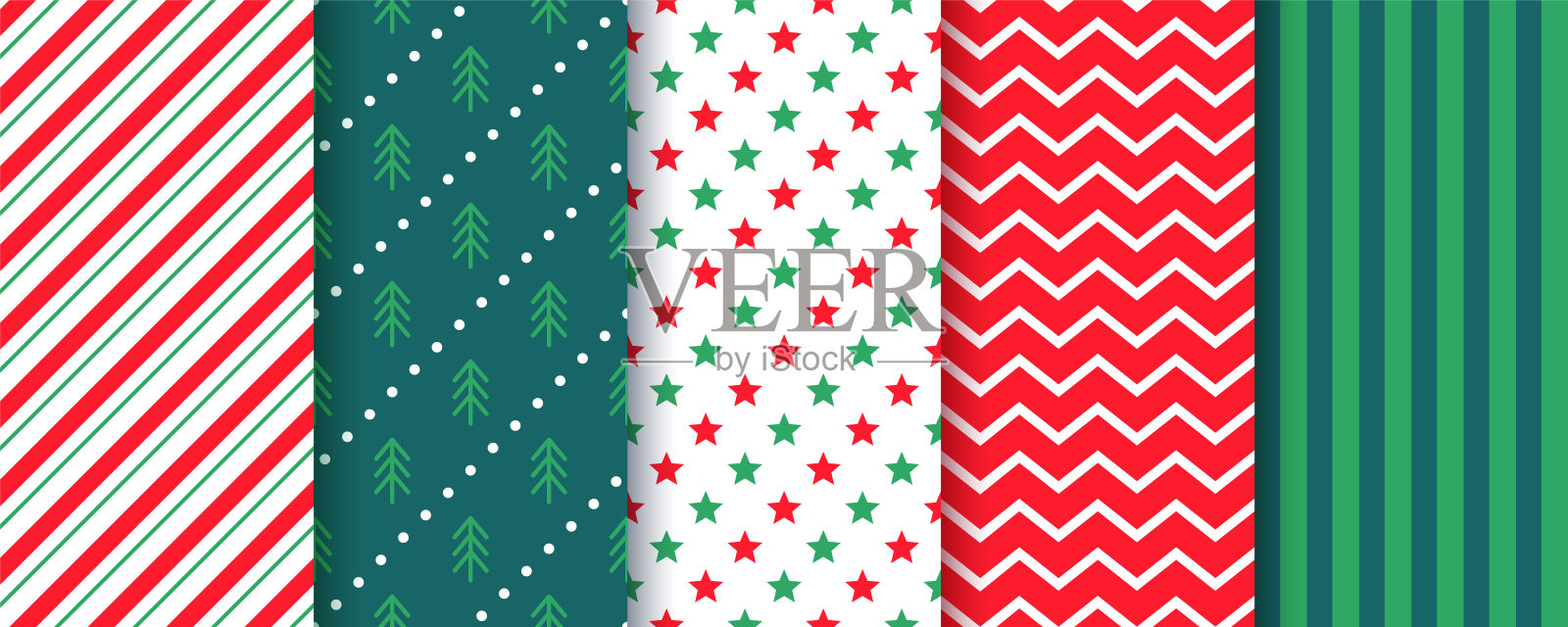 圣诞无缝图案。复古几何印花。矢量插图。插画图片素材