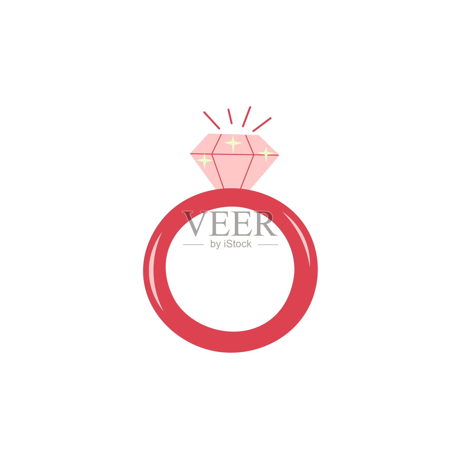 卡通风格的钻石戒指矢量。插画图片素材